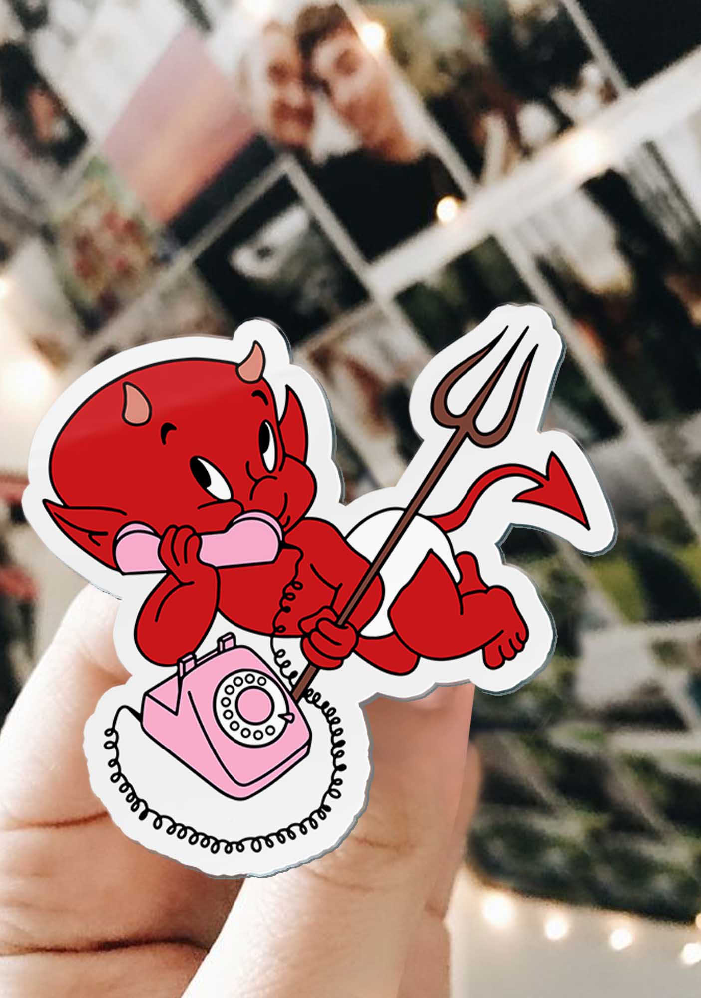 Little Devil On The Phone 1Pc Y2K Pin Cherrykitten - Image 3