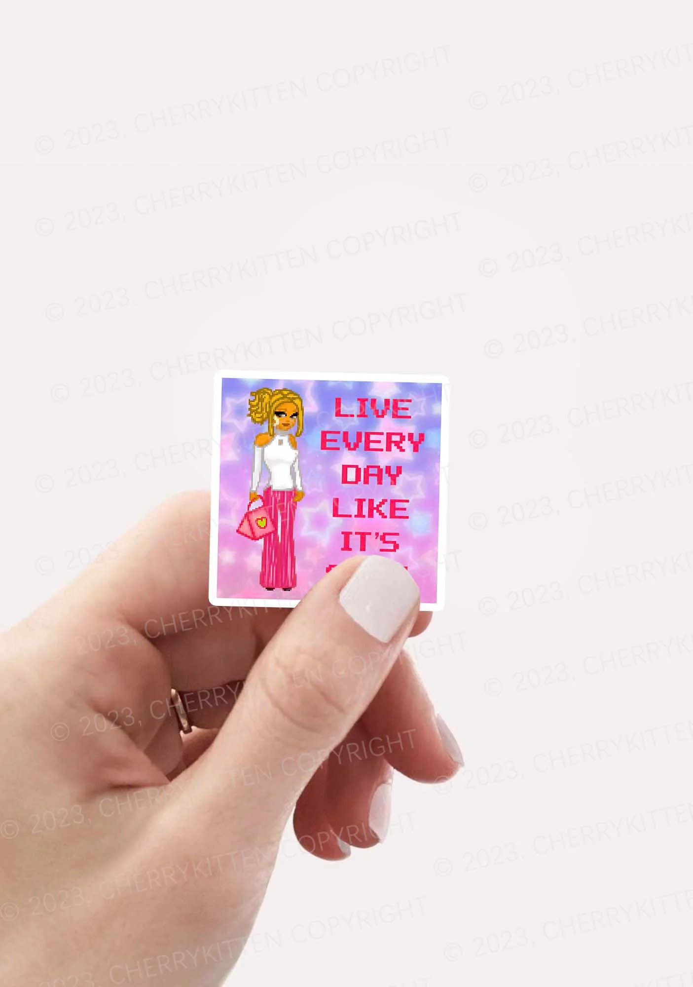 Live Every Day 1Pc Y2K Sticker Cherrykitten - Image 2