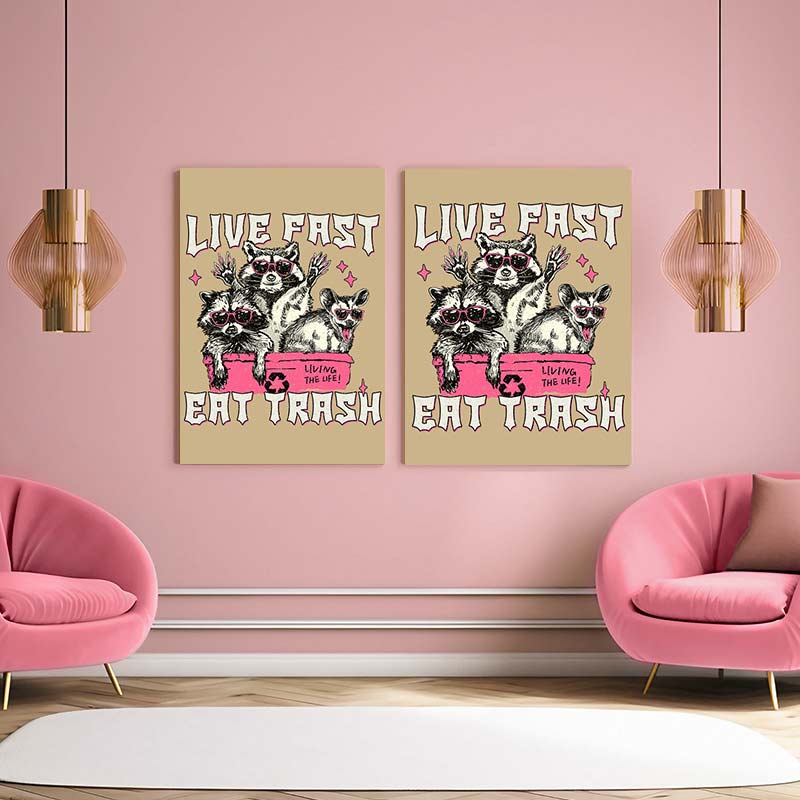 Live Fast Eat Trash Y2K Canvas Wall Art Cherrykitten - Image 2