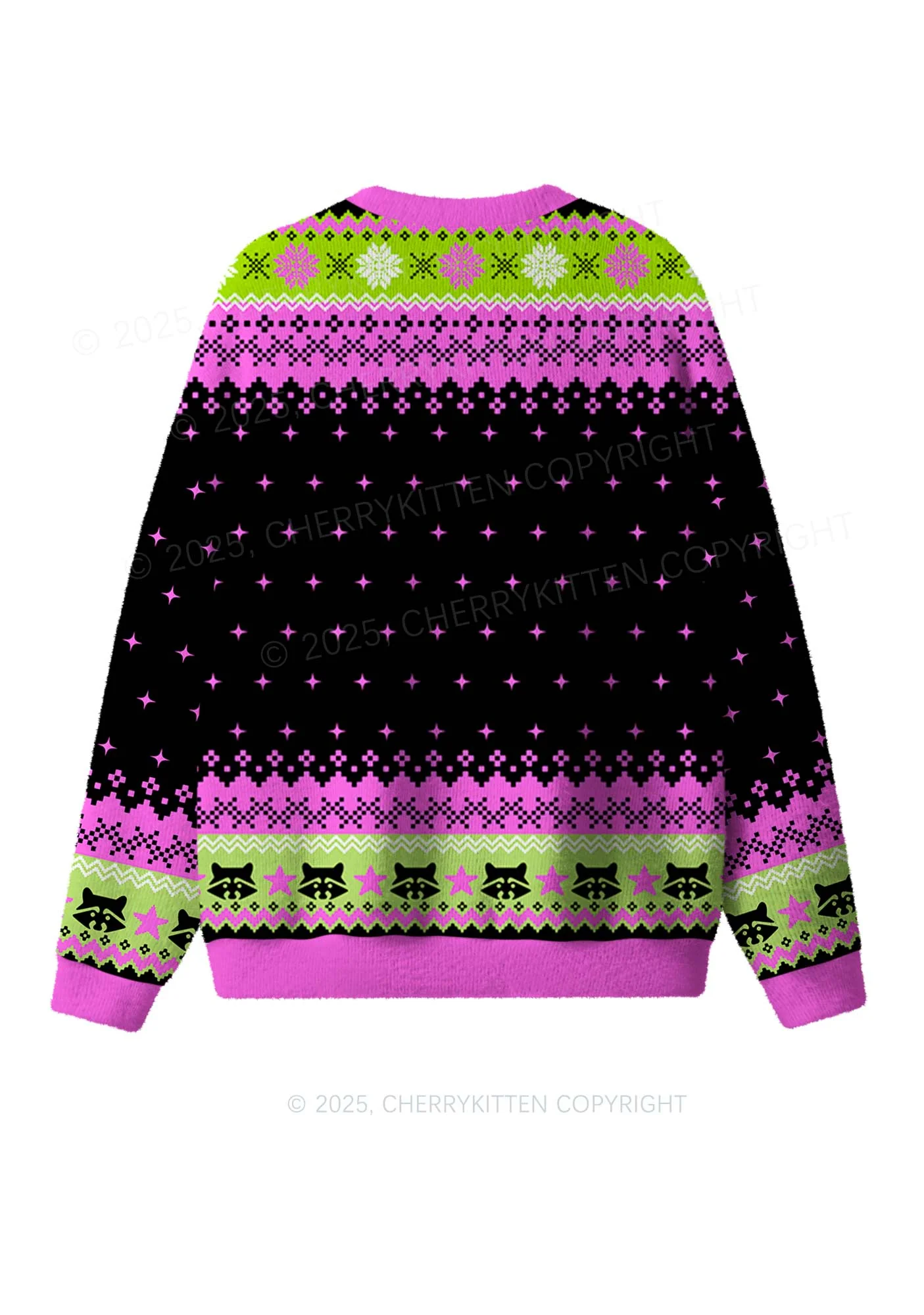 Live Fast Eat Trash Y2K Christmas Knit Sweatshirt Cherrykitten - Image 2