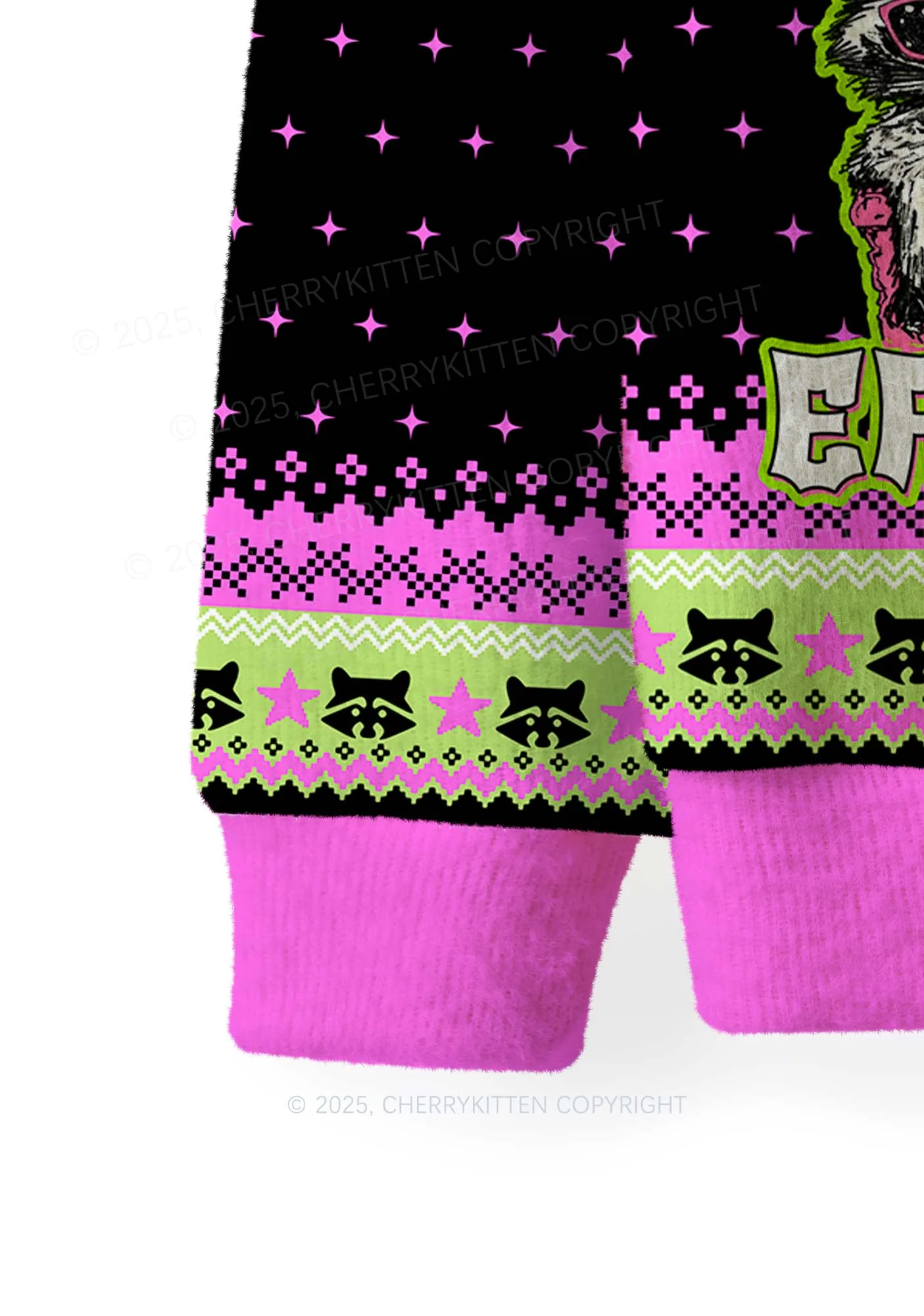 Live Fast Eat Trash Y2K Christmas Knit Sweatshirt Cherrykitten - Image 4