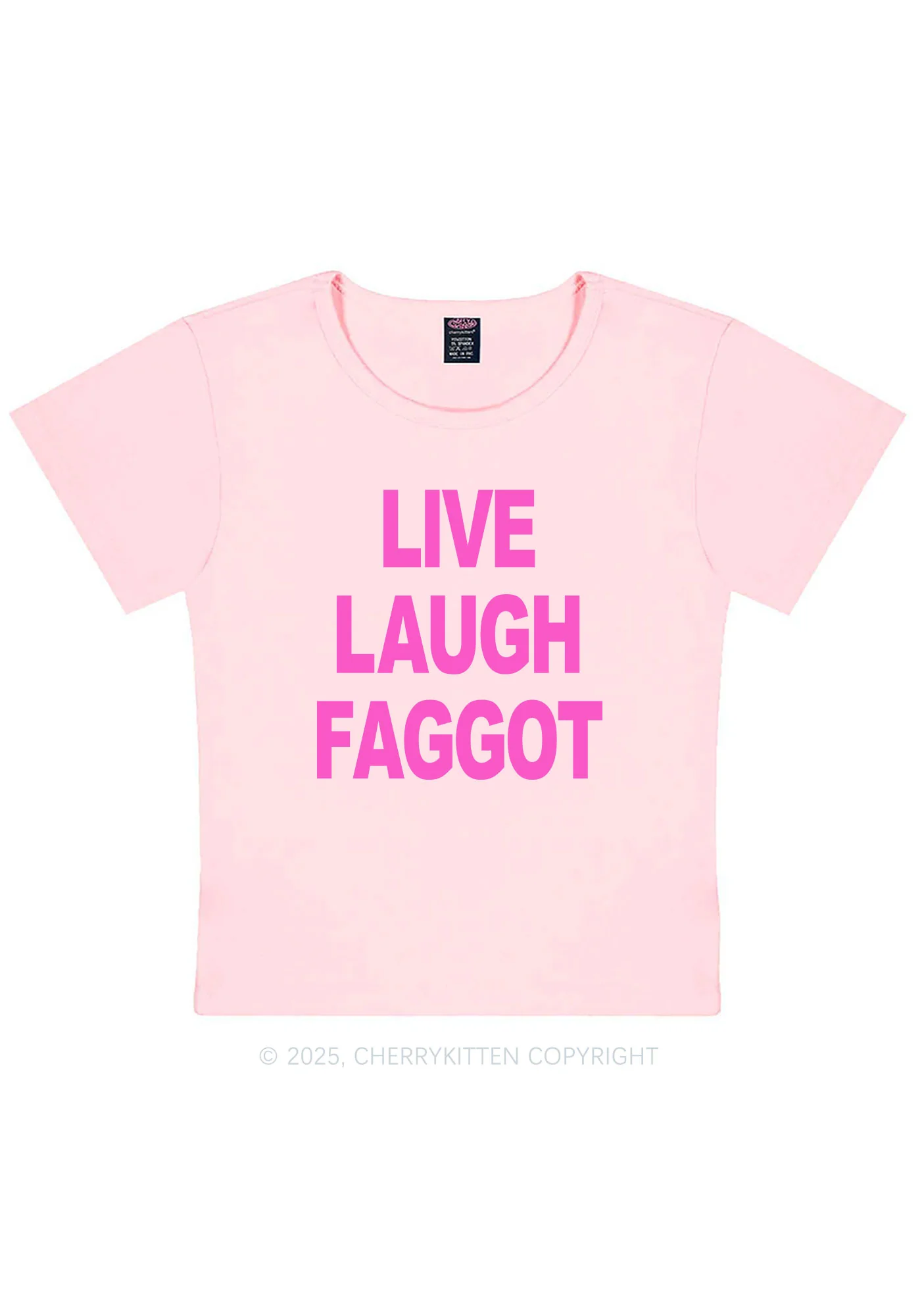 Live Laugh Faggot Pride Y2K Baby Tee Cherrykitten - Image 10