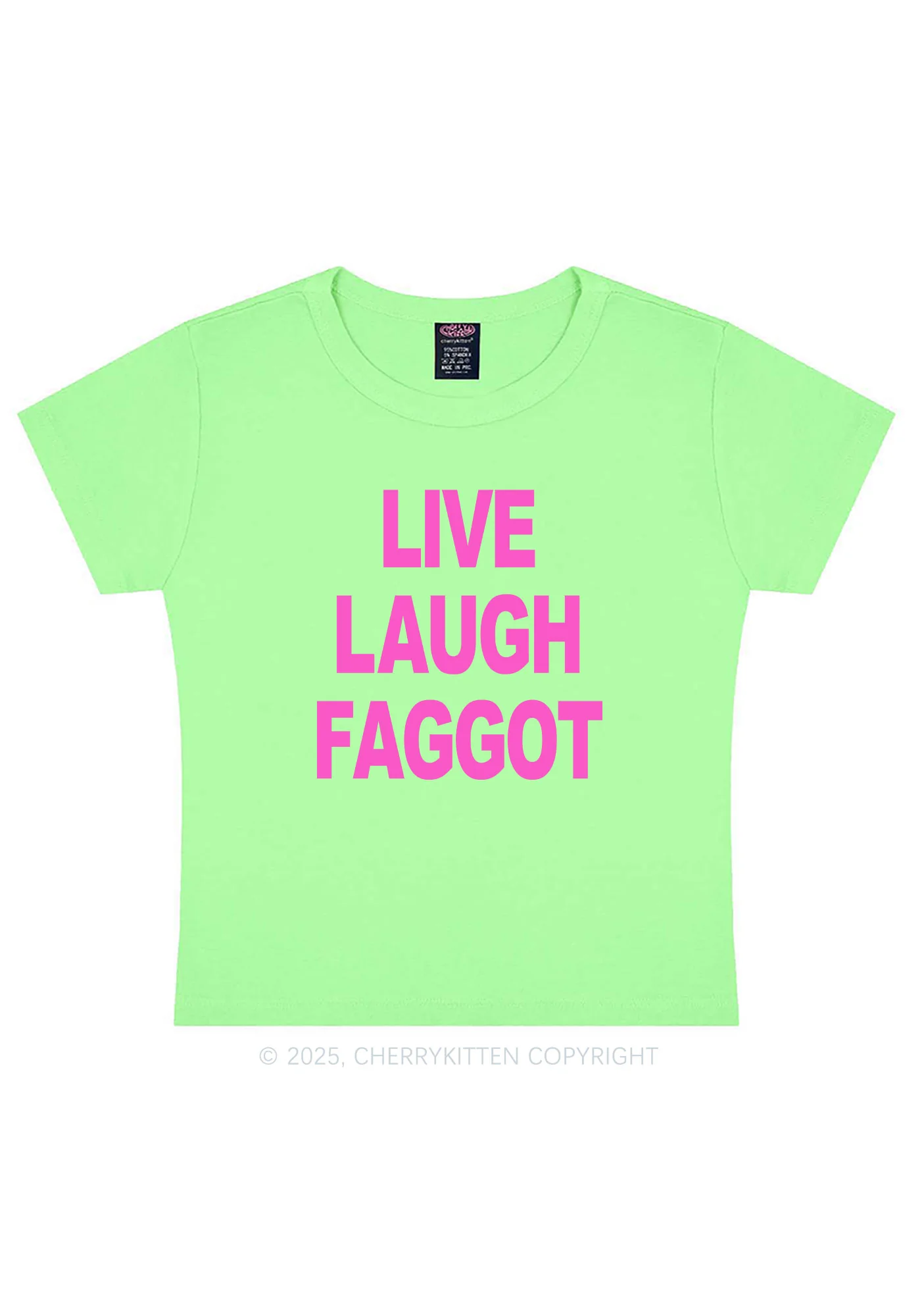 Live Laugh Faggot Pride Y2K Baby Tee Cherrykitten - Image 11