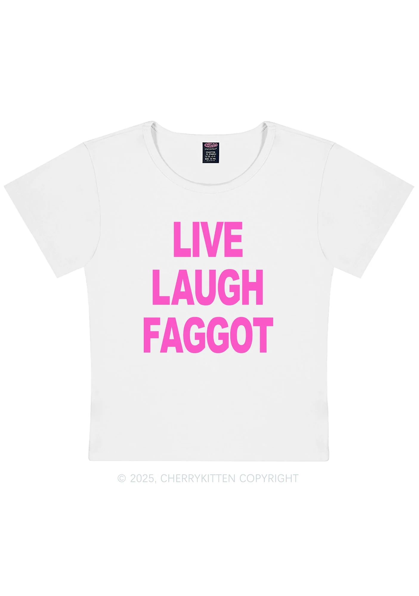 Live Laugh Faggot Pride Y2K Baby Tee Cherrykitten - Image 3