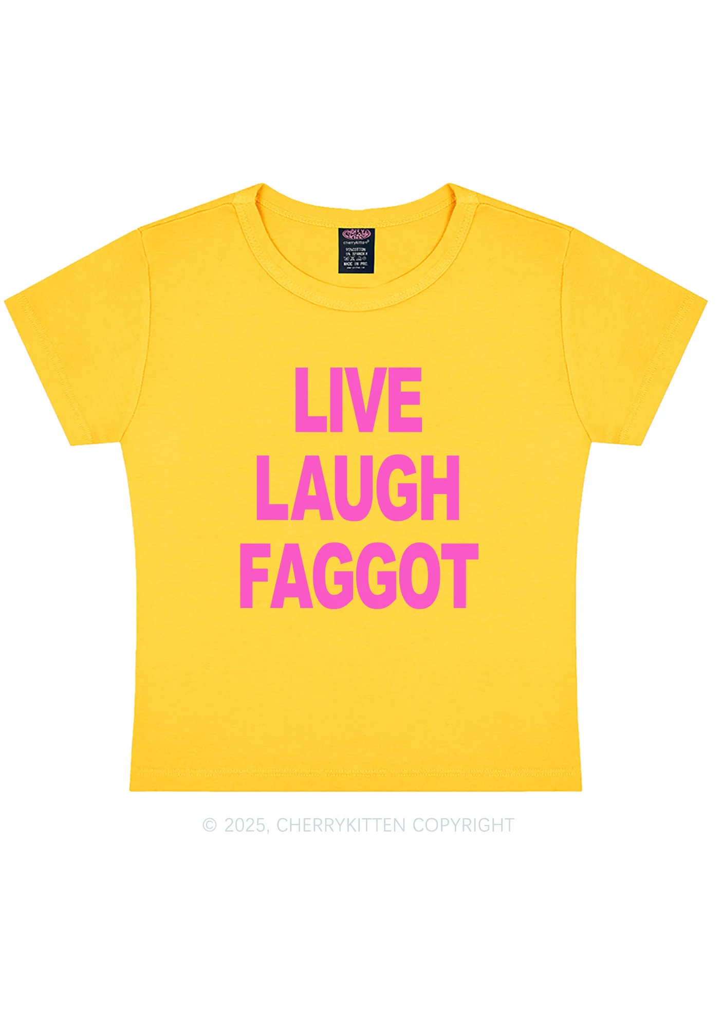 Live Laugh Faggot Pride Y2K Baby Tee Cherrykitten - Image 4
