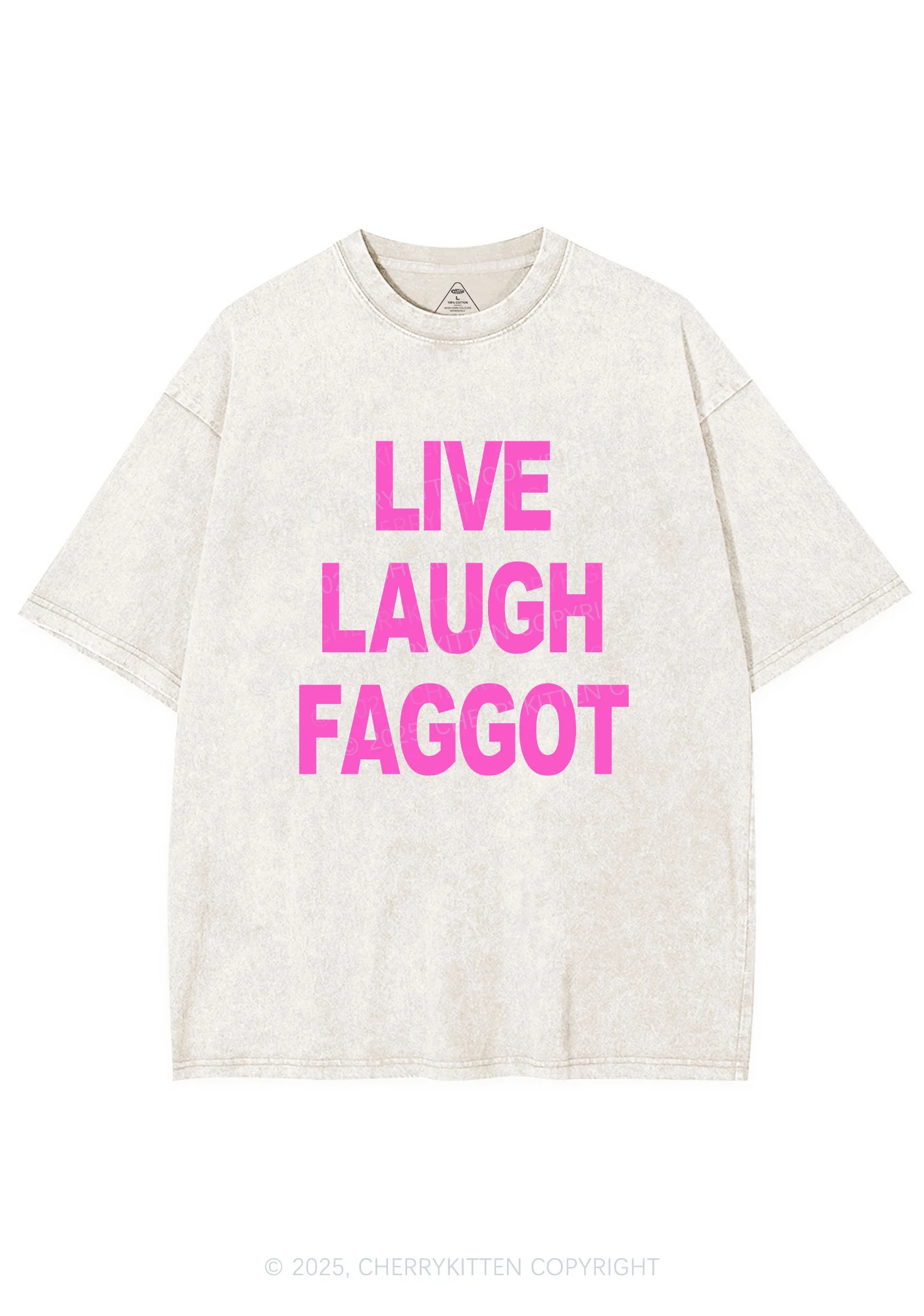 Live Laugh Faggot Pride Y2K Shirts Washed Tee Cherrykitten - Image 3