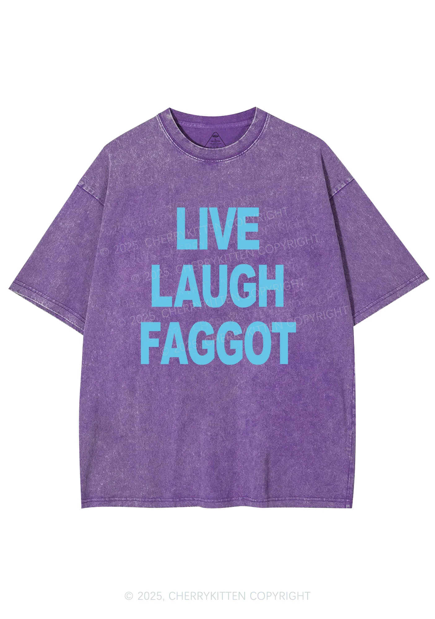 Live Laugh Faggot Pride Y2K Shirts Washed Tee Cherrykitten - Image 4