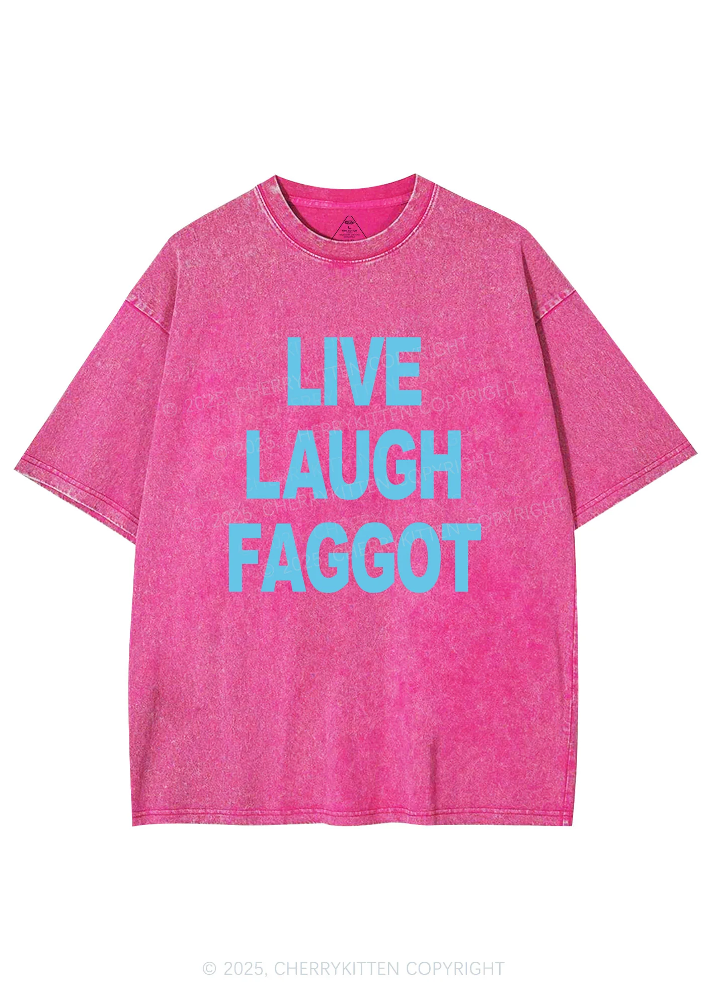 Live Laugh Faggot Pride Y2K Shirts Washed Tee Cherrykitten - Image 5