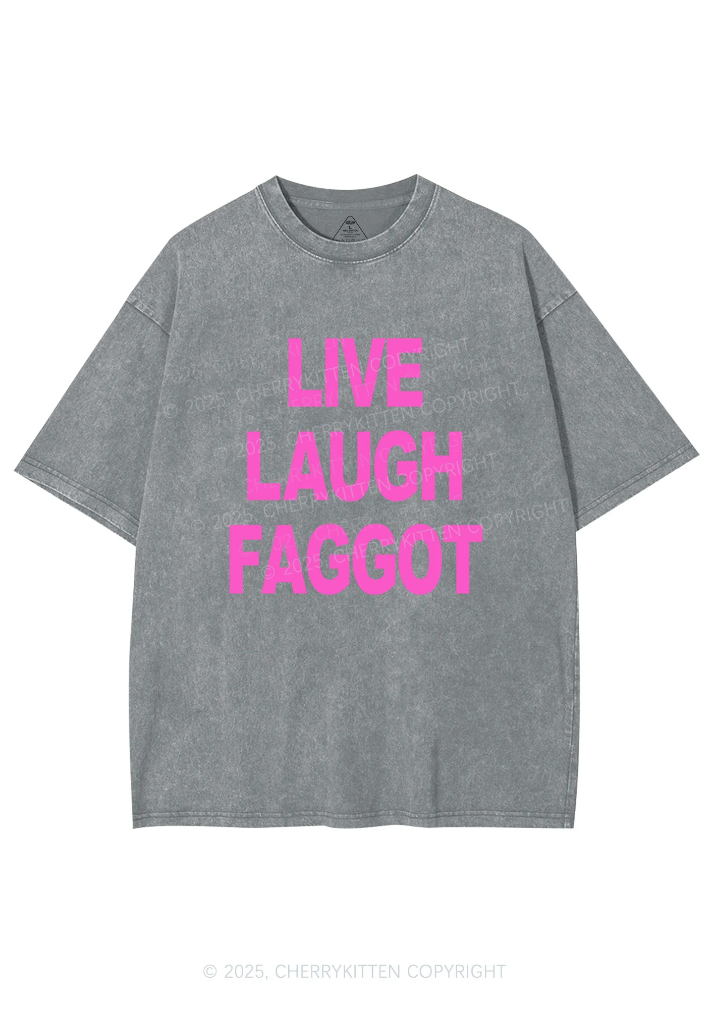 Live Laugh Faggot Pride Y2K Shirts Washed Tee Cherrykitten - Image 6