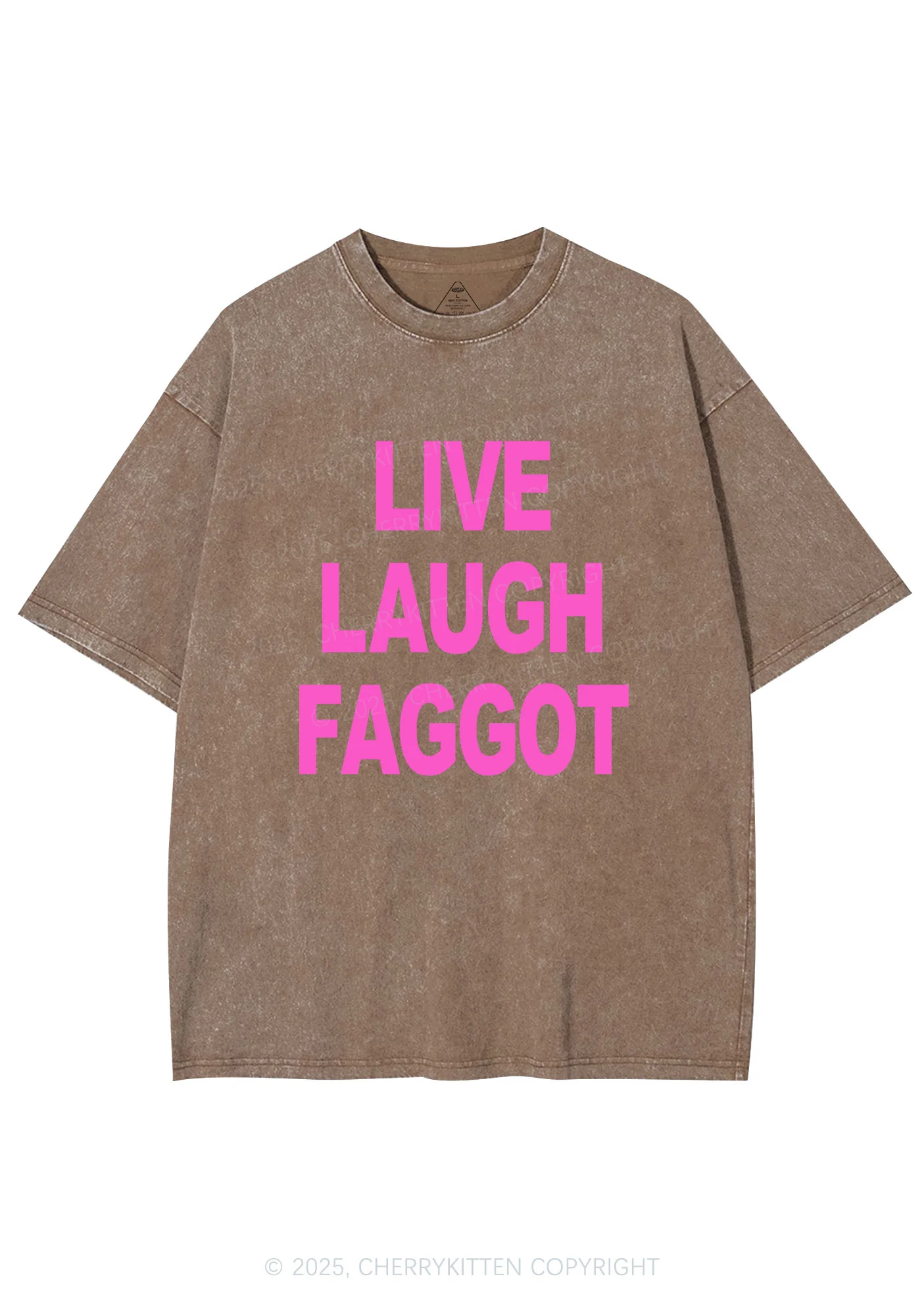 Live Laugh Faggot Pride Y2K Shirts Washed Tee Cherrykitten - Image 7