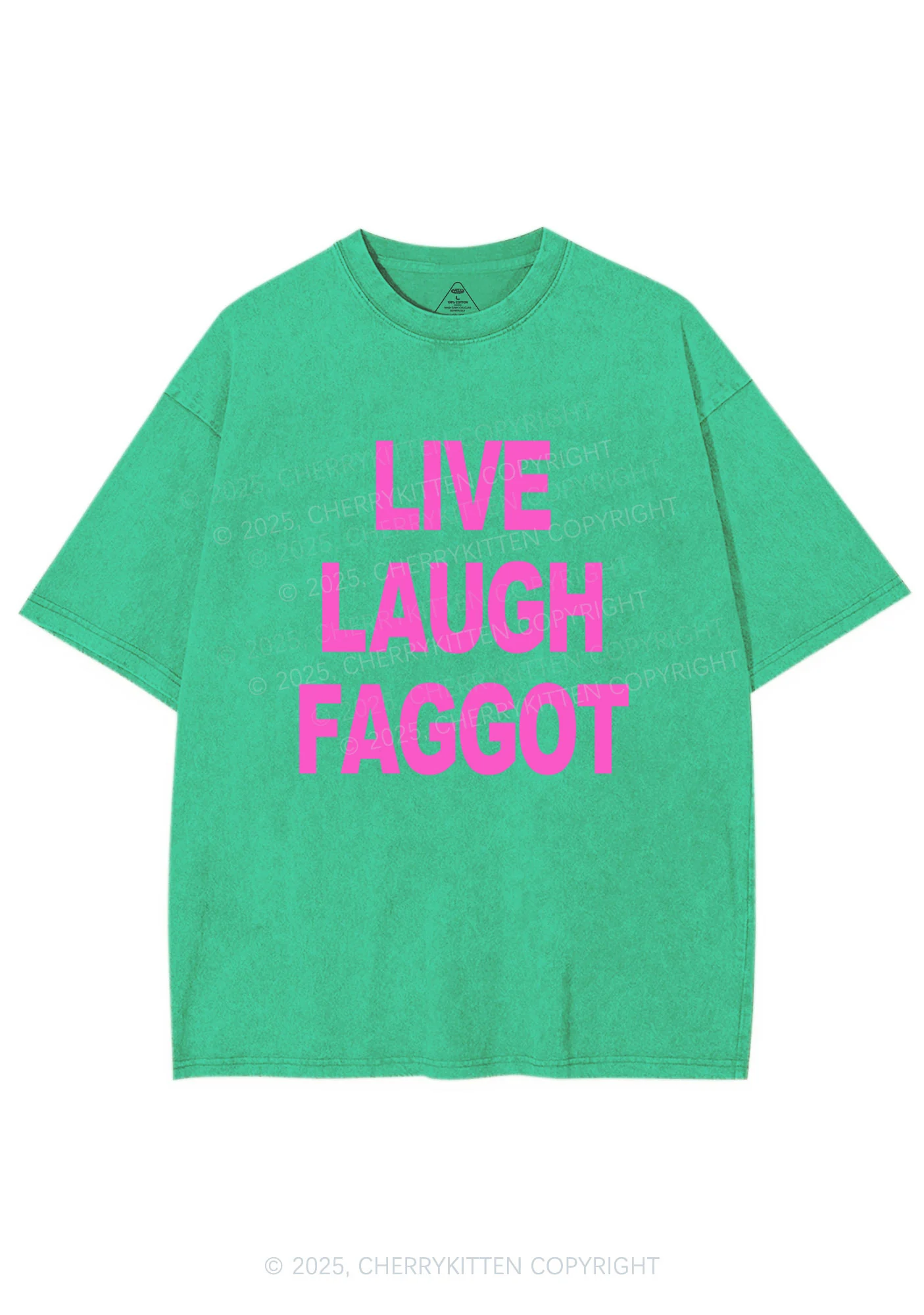 Live Laugh Faggot Pride Y2K Shirts Washed Tee Cherrykitten - Image 8