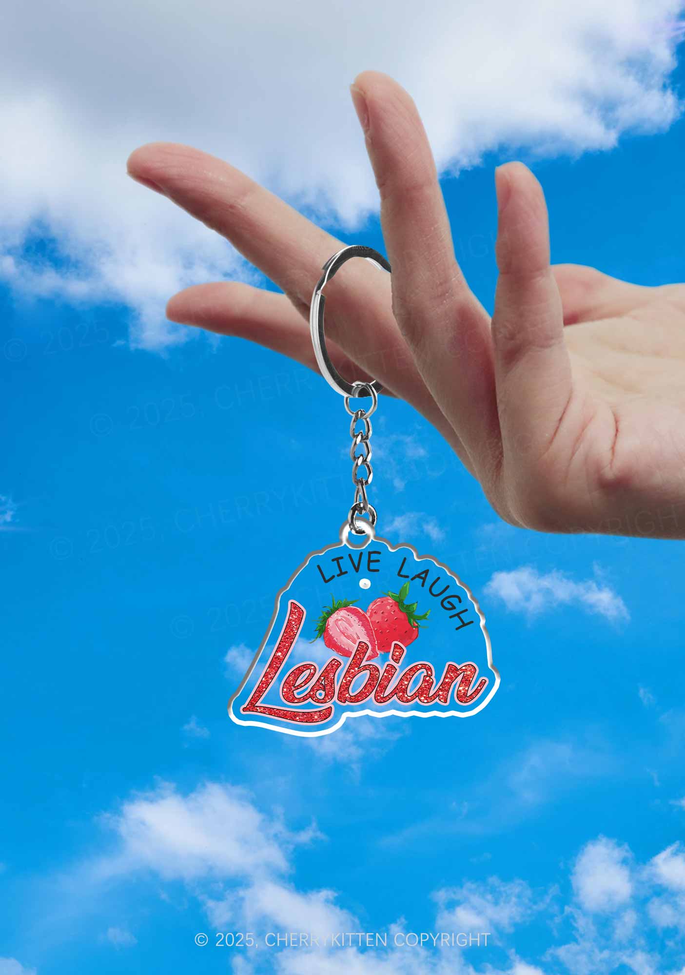 Live Laugh Lesbian Pride 1Pc Y2K Keychain Cherrykitten - Image 2