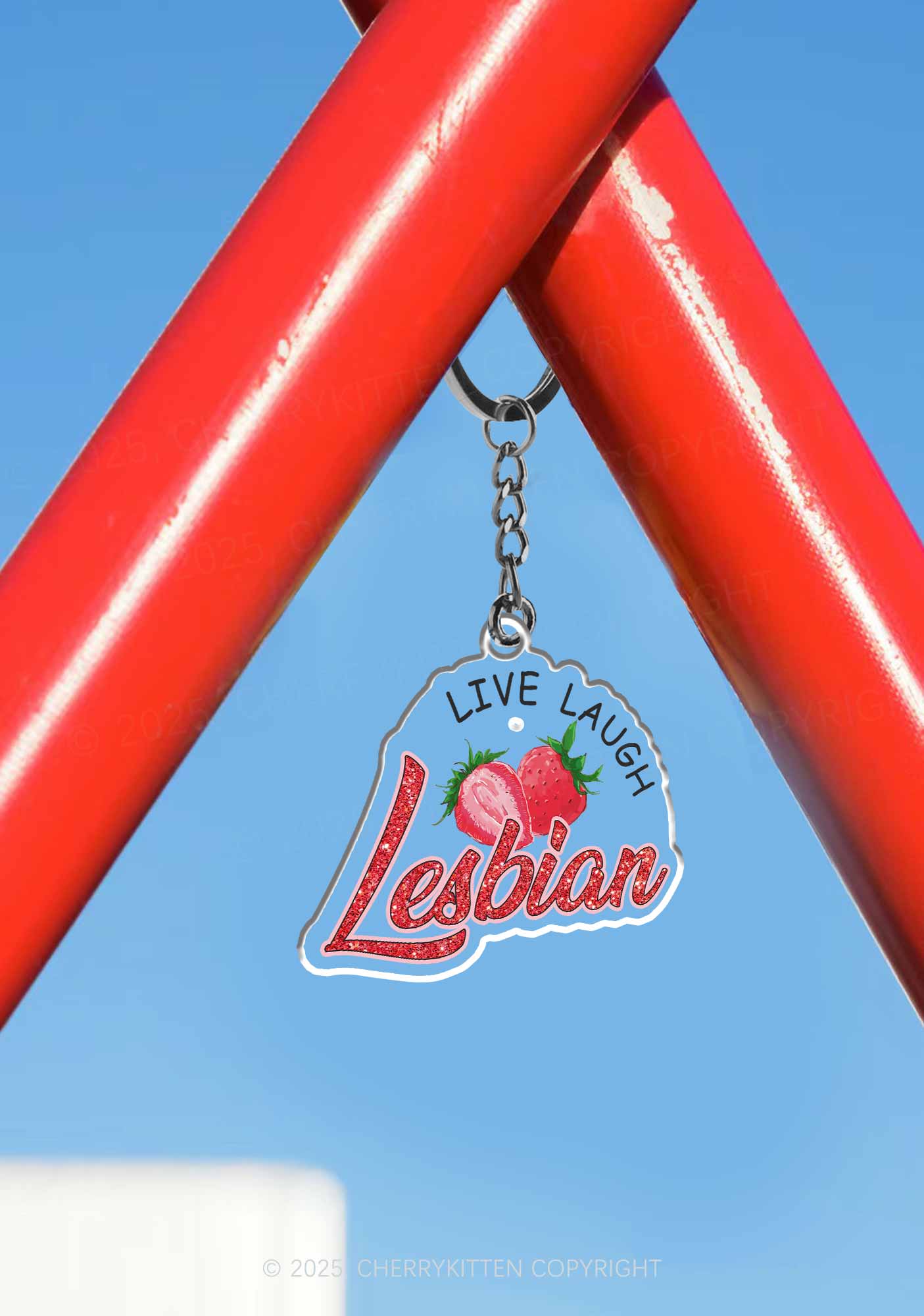 Live Laugh Lesbian Pride 1Pc Y2K Keychain Cherrykitten - Image 3