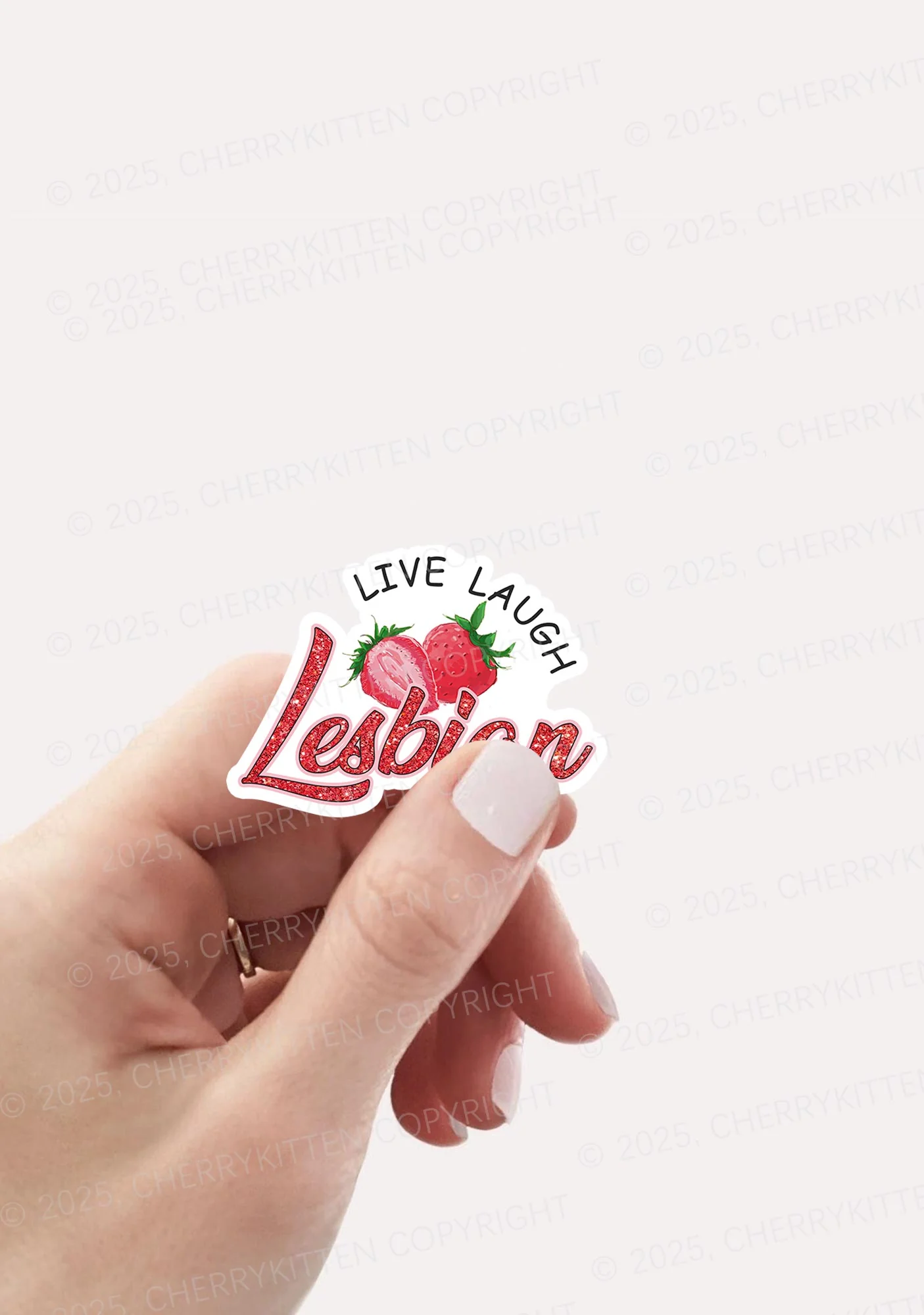 Live Laugh Lesbian Pride 1Pc Y2K Sticker Cherrykitten - Image 2