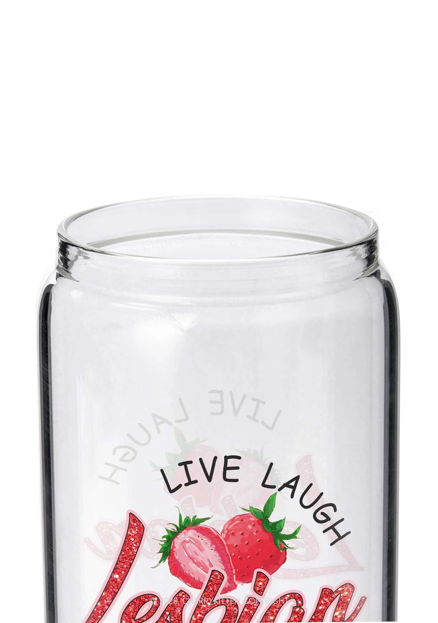 Live Laugh Lesbian Pride Y2K Printed Glass Cup Cherrykitten - Image 2