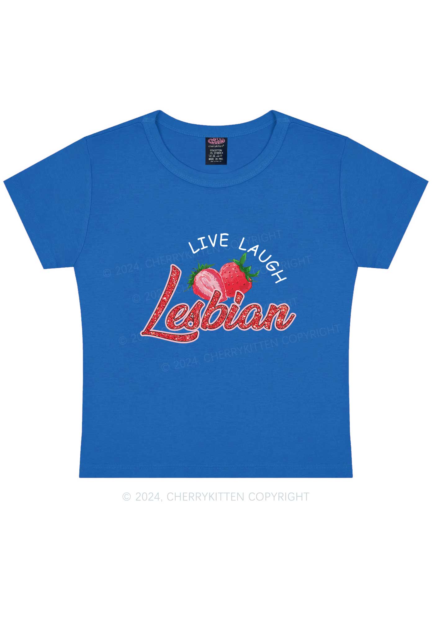 Live Laugh Lesbian Y2K Baby Tee Cherrykitten - Image 10