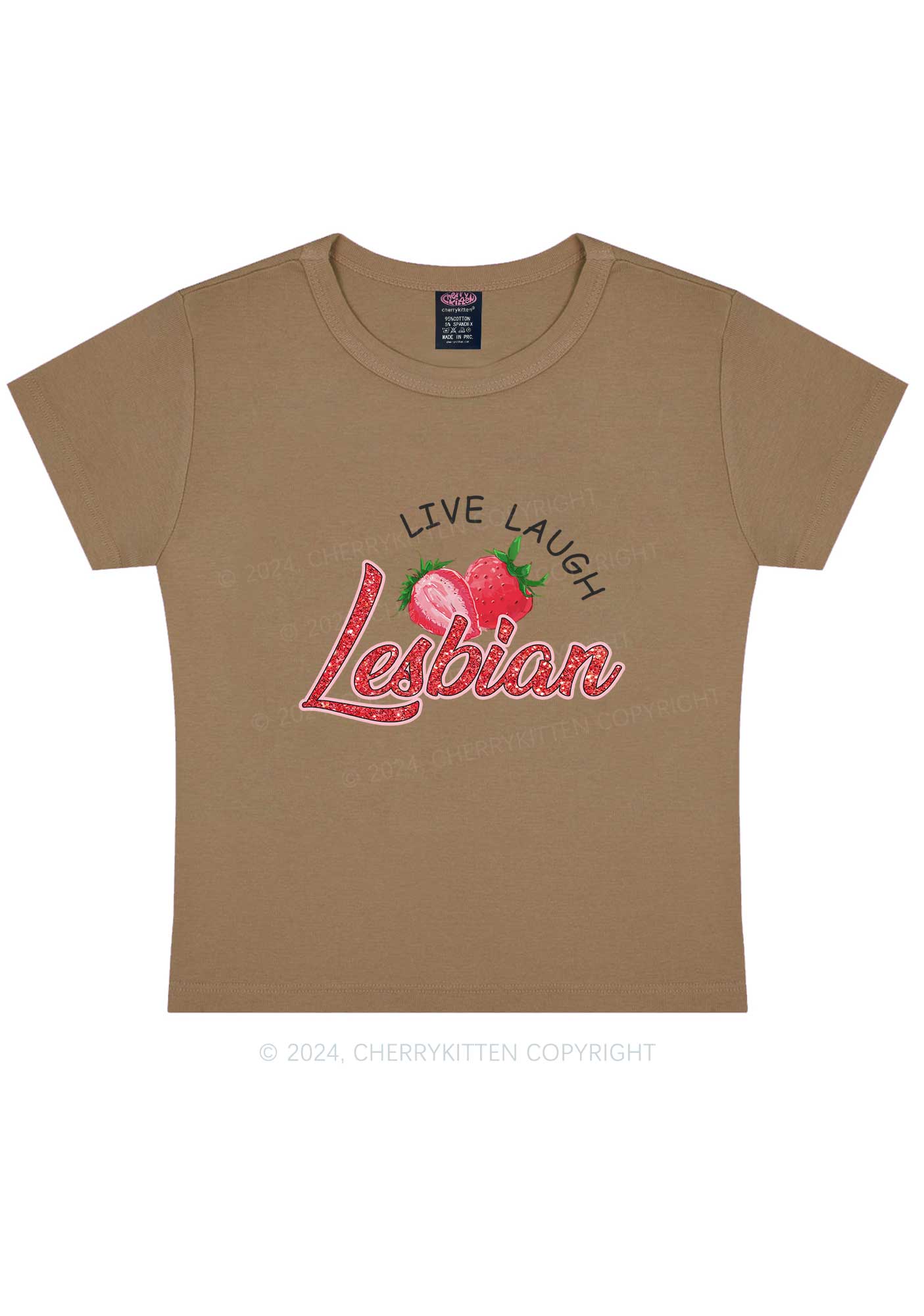 Live Laugh Lesbian Y2K Baby Tee Cherrykitten - Image 11