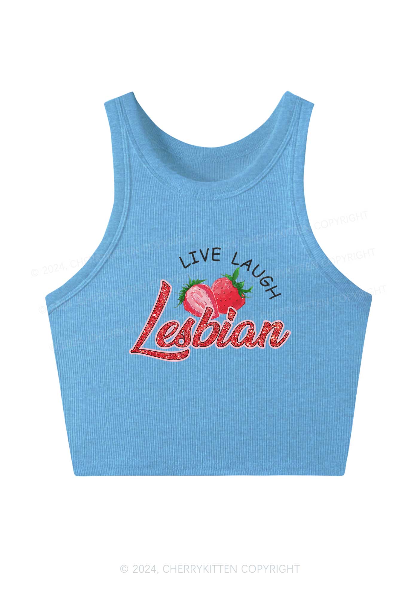 Live Laugh Lesbian Y2K Crop Tank Top Cherrykitten - Image 4