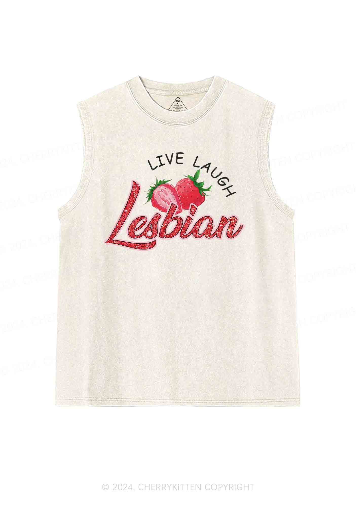 Live Laugh Lesbian Y2K Washed Tank Cherrykitten - Image 3