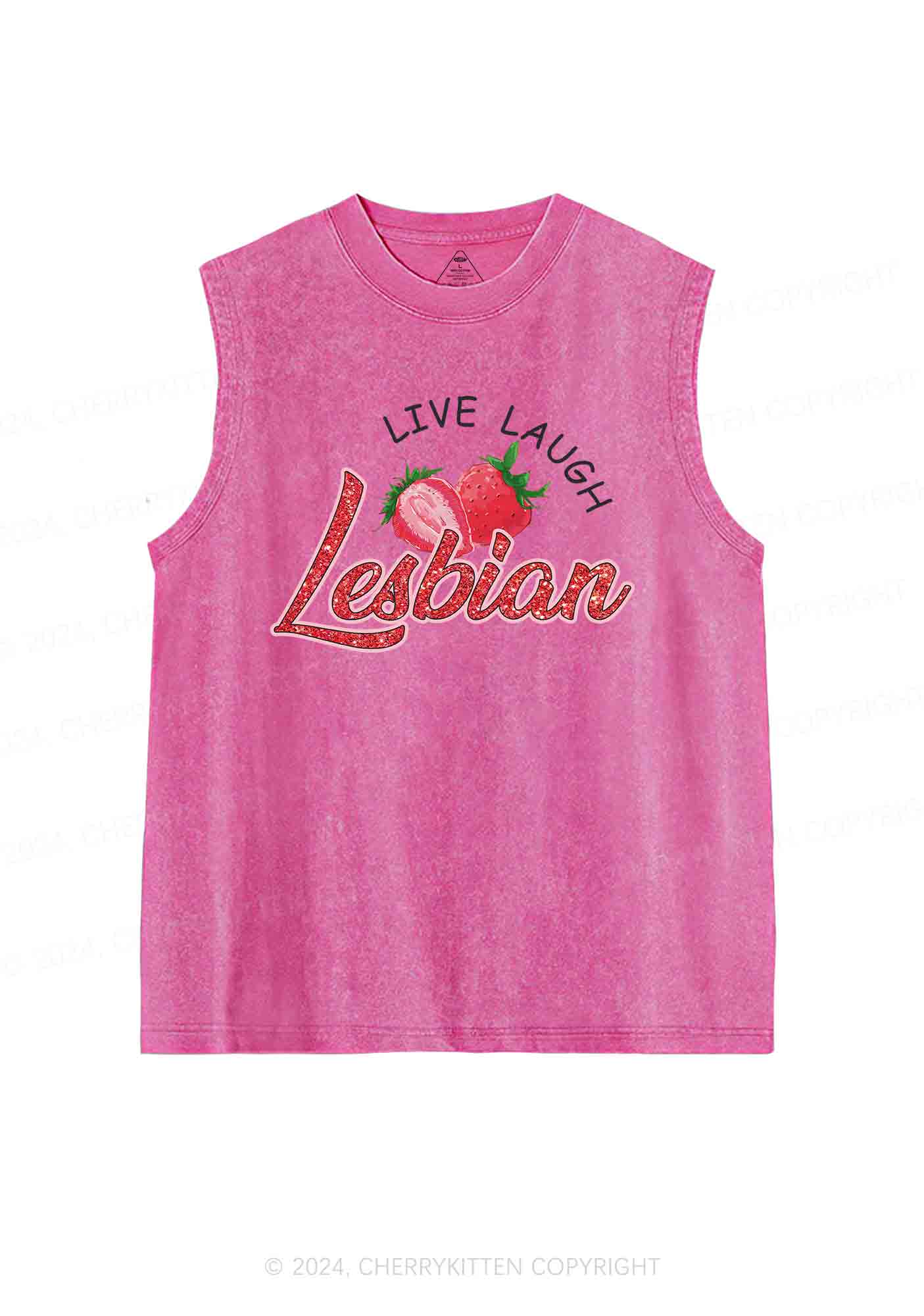 Live Laugh Lesbian Y2K Washed Tank Cherrykitten - Image 4