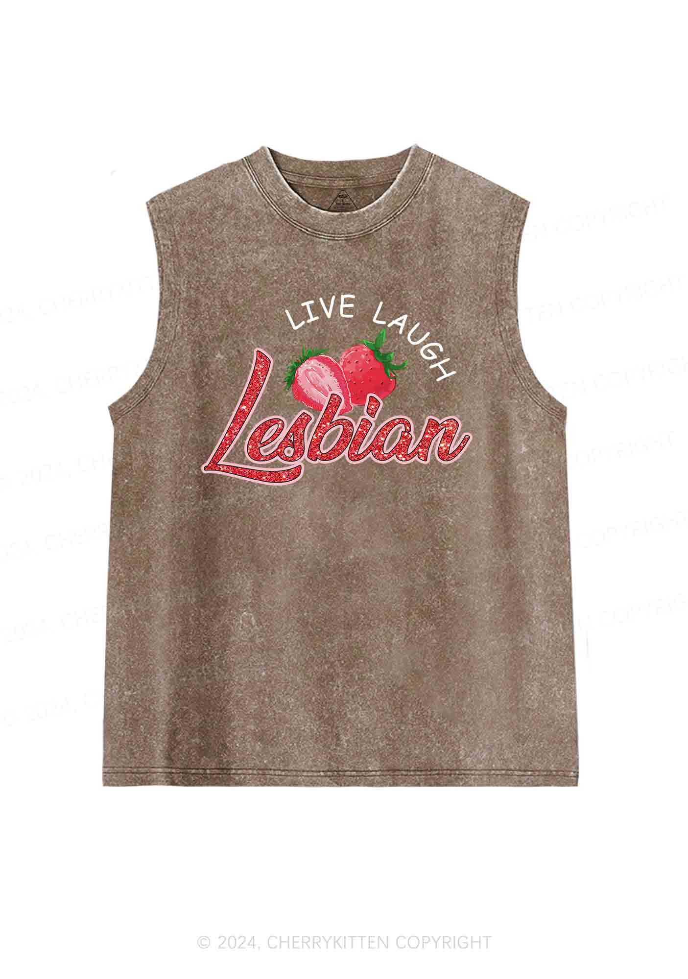 Live Laugh Lesbian Y2K Washed Tank Cherrykitten - Image 6