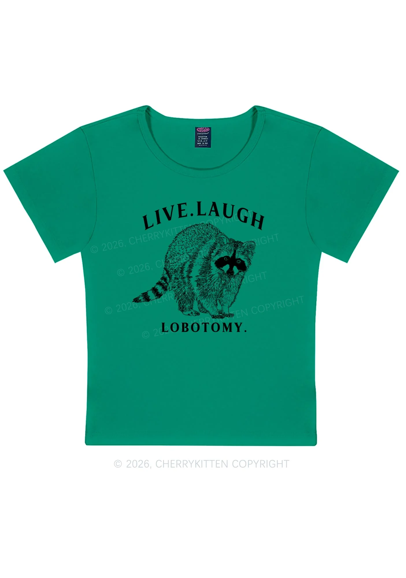 Live Laugh Lobotomy Raccoon Y2K Baby Tee Cherrykitten - Image 10