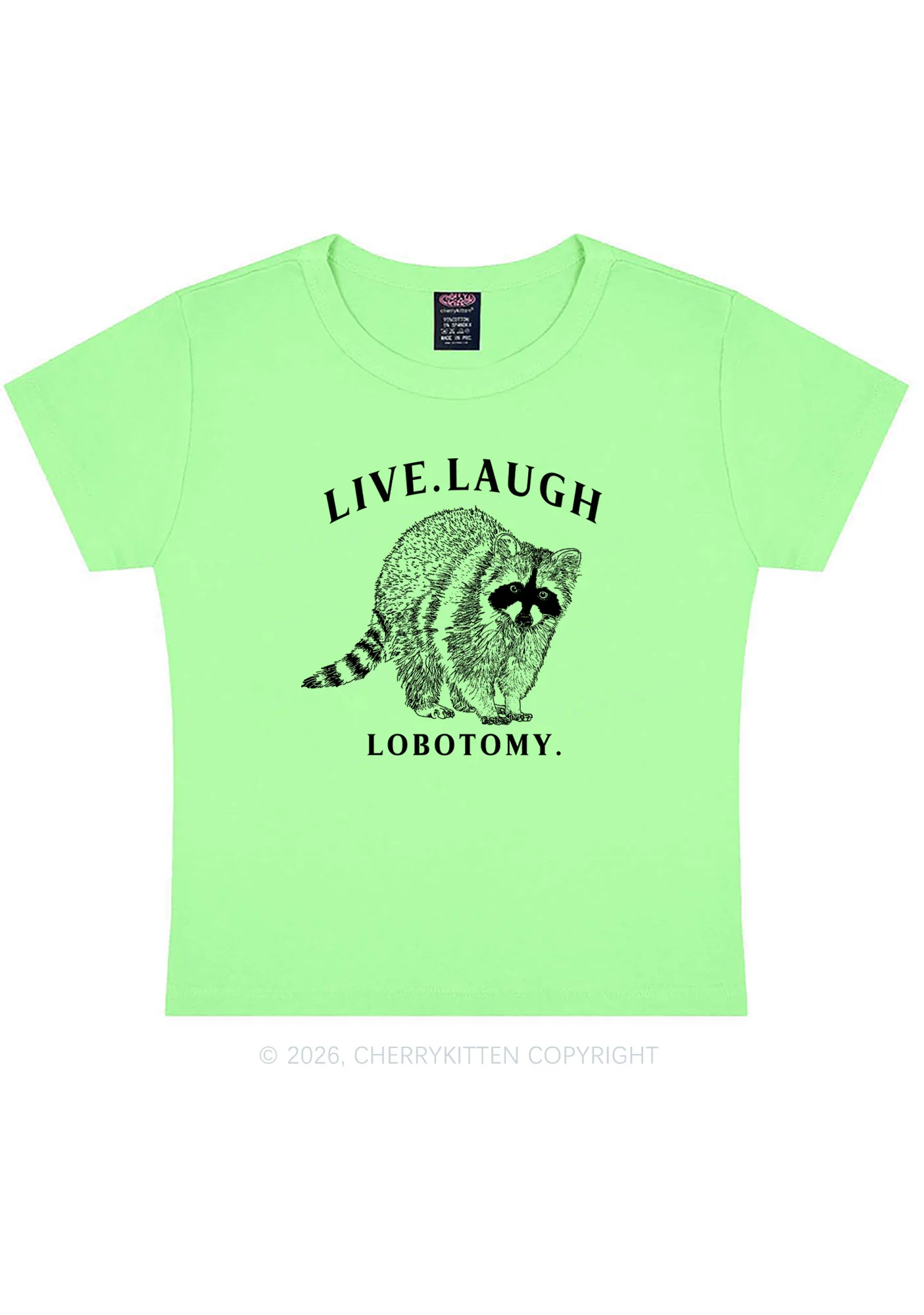 Live Laugh Lobotomy Raccoon Y2K Baby Tee Cherrykitten - Image 12