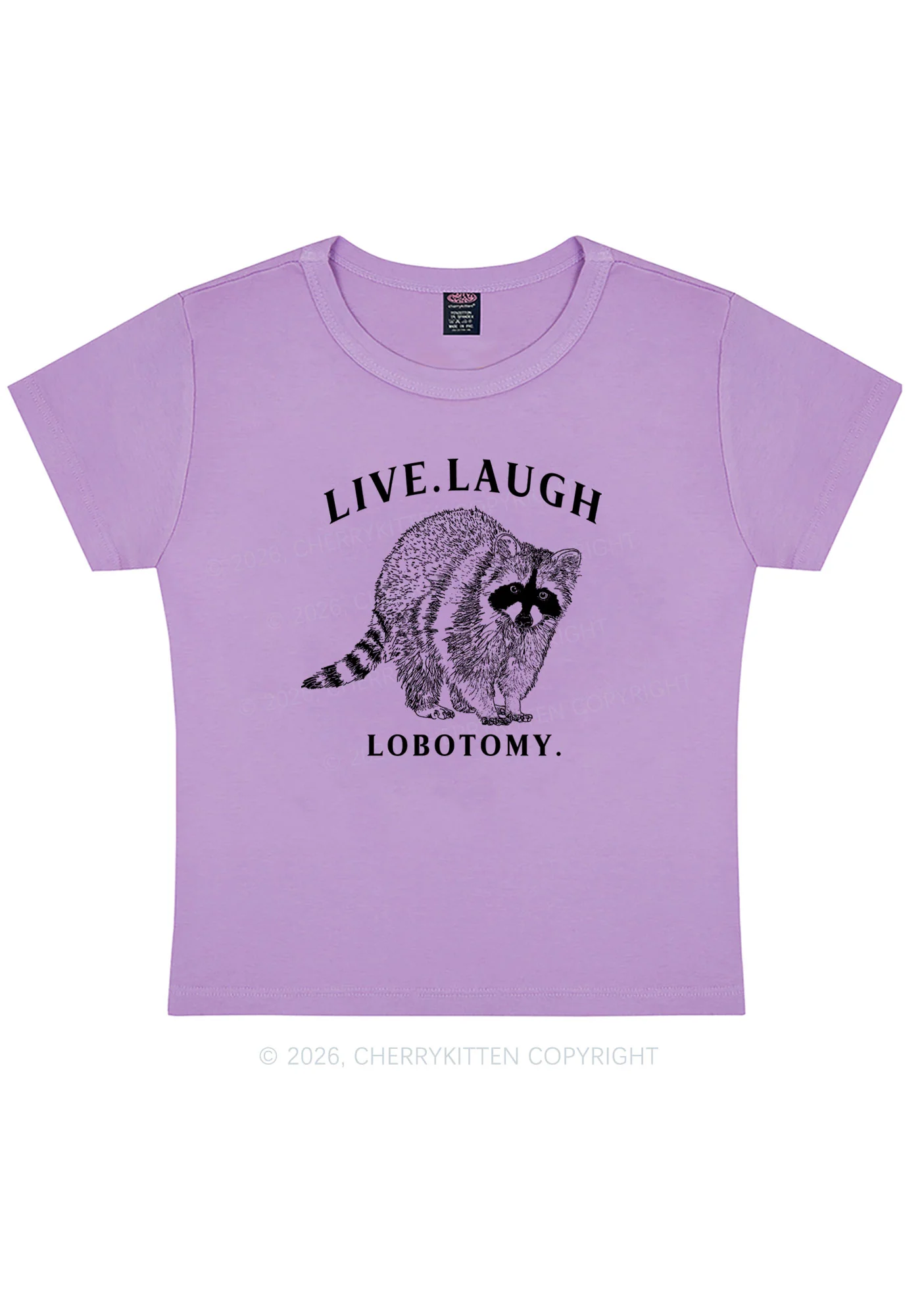 Live Laugh Lobotomy Raccoon Y2K Baby Tee Cherrykitten - Image 5