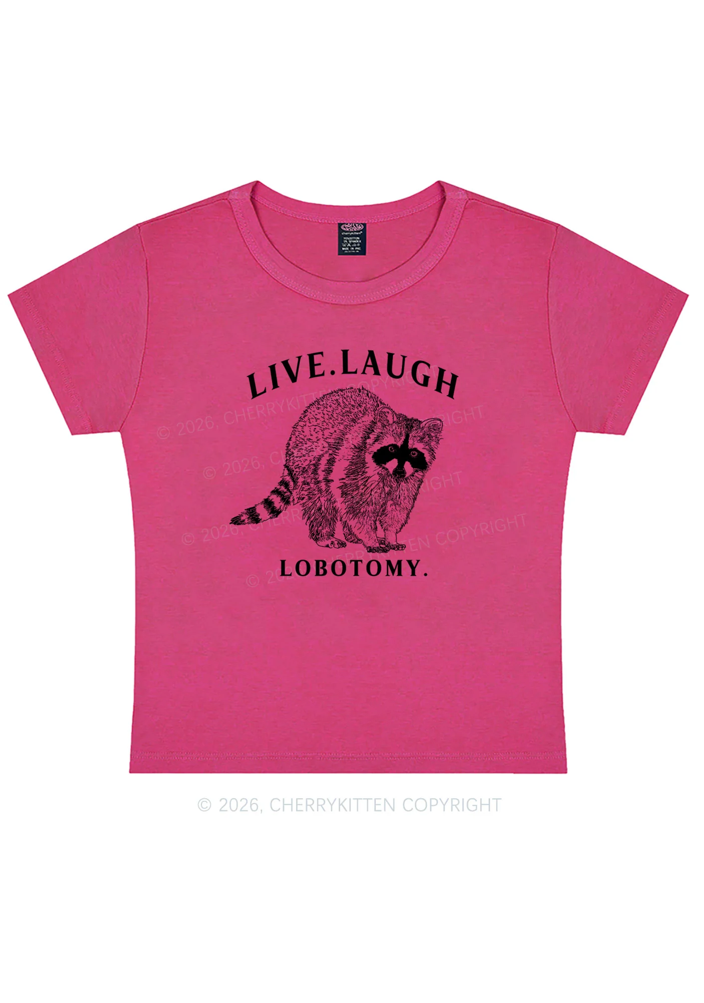Live Laugh Lobotomy Raccoon Y2K Baby Tee Cherrykitten - Image 6