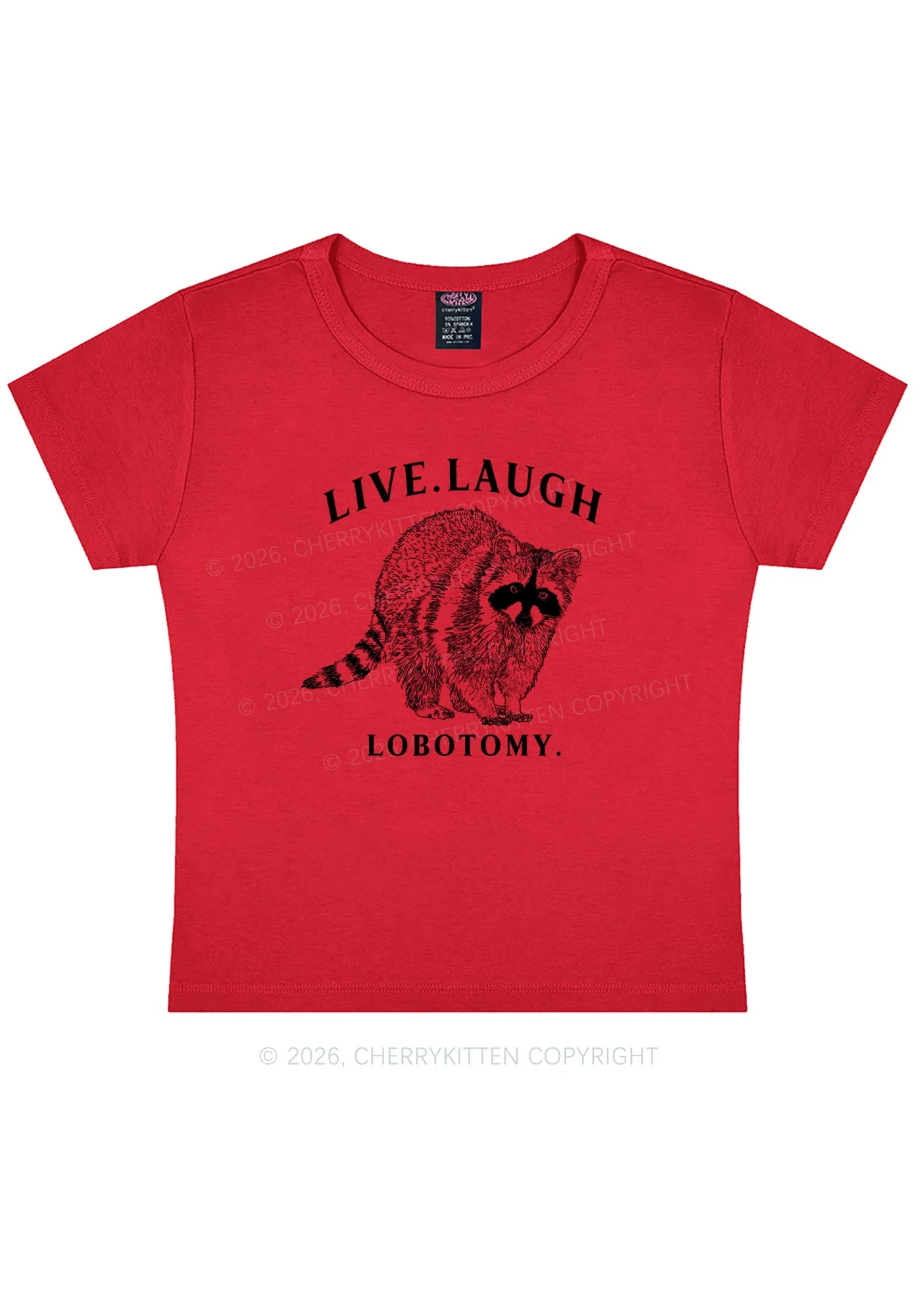 Live Laugh Lobotomy Raccoon Y2K Baby Tee Cherrykitten - Image 7