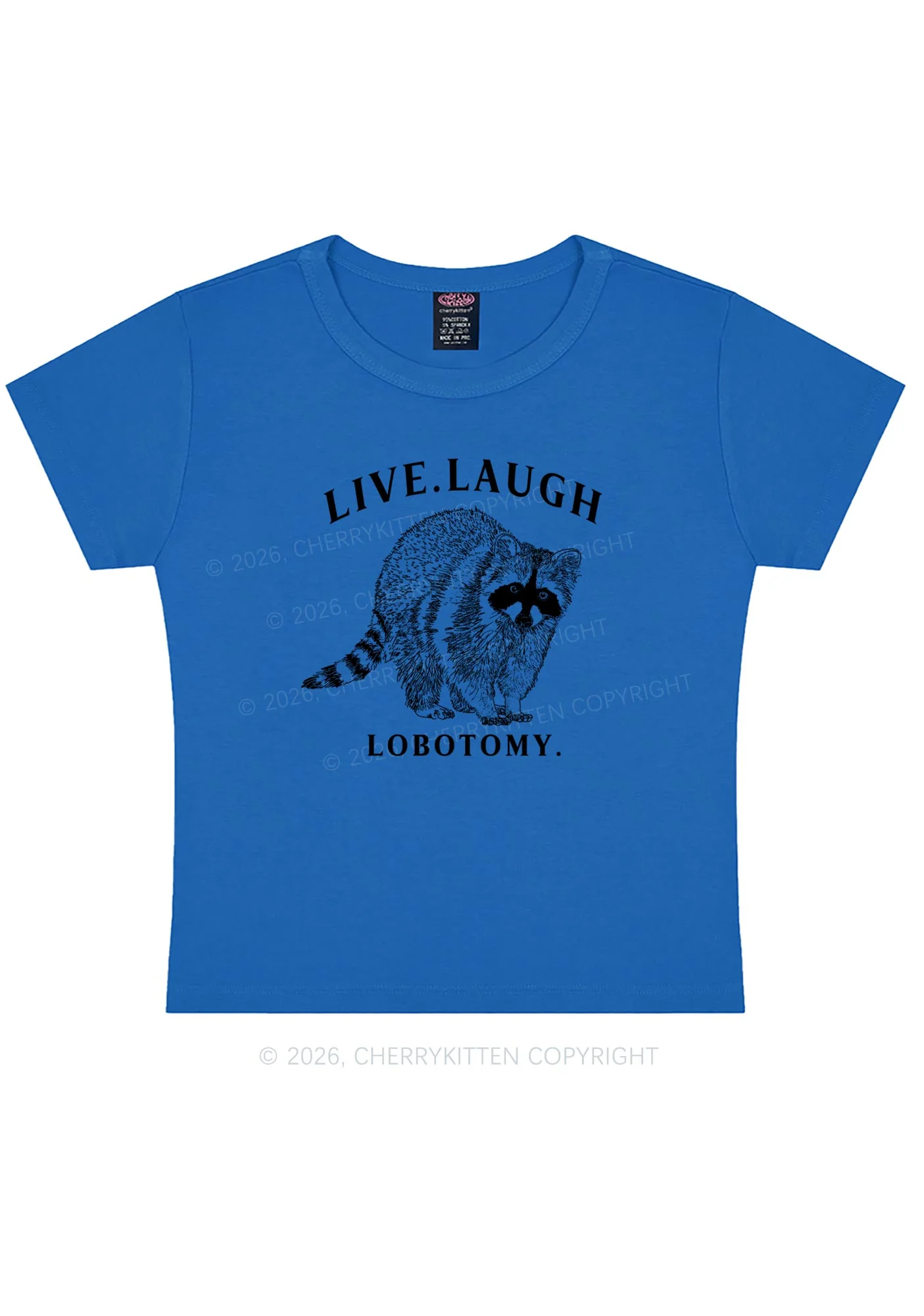 Live Laugh Lobotomy Raccoon Y2K Baby Tee Cherrykitten - Image 8