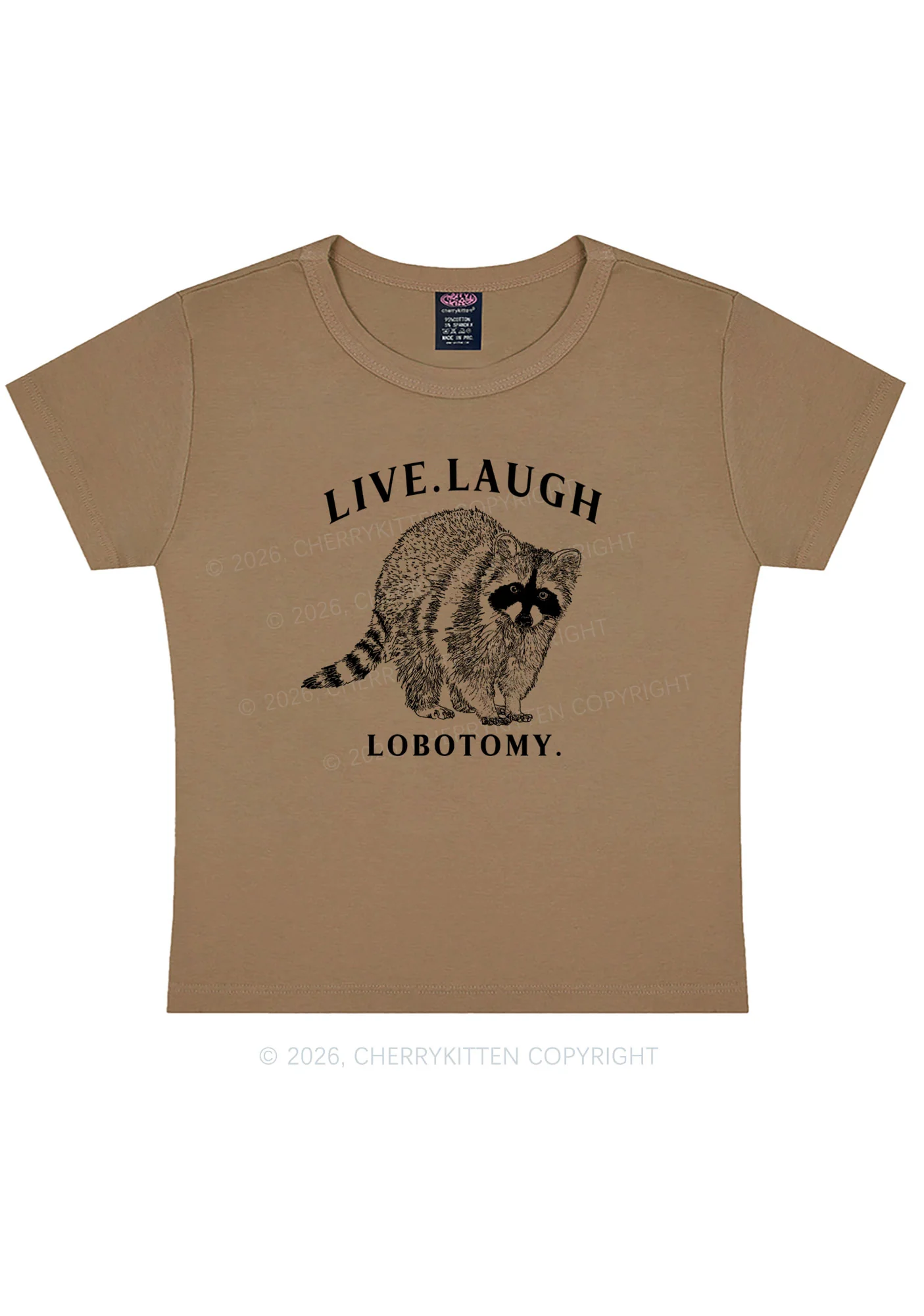 Live Laugh Lobotomy Raccoon Y2K Baby Tee Cherrykitten - Image 9