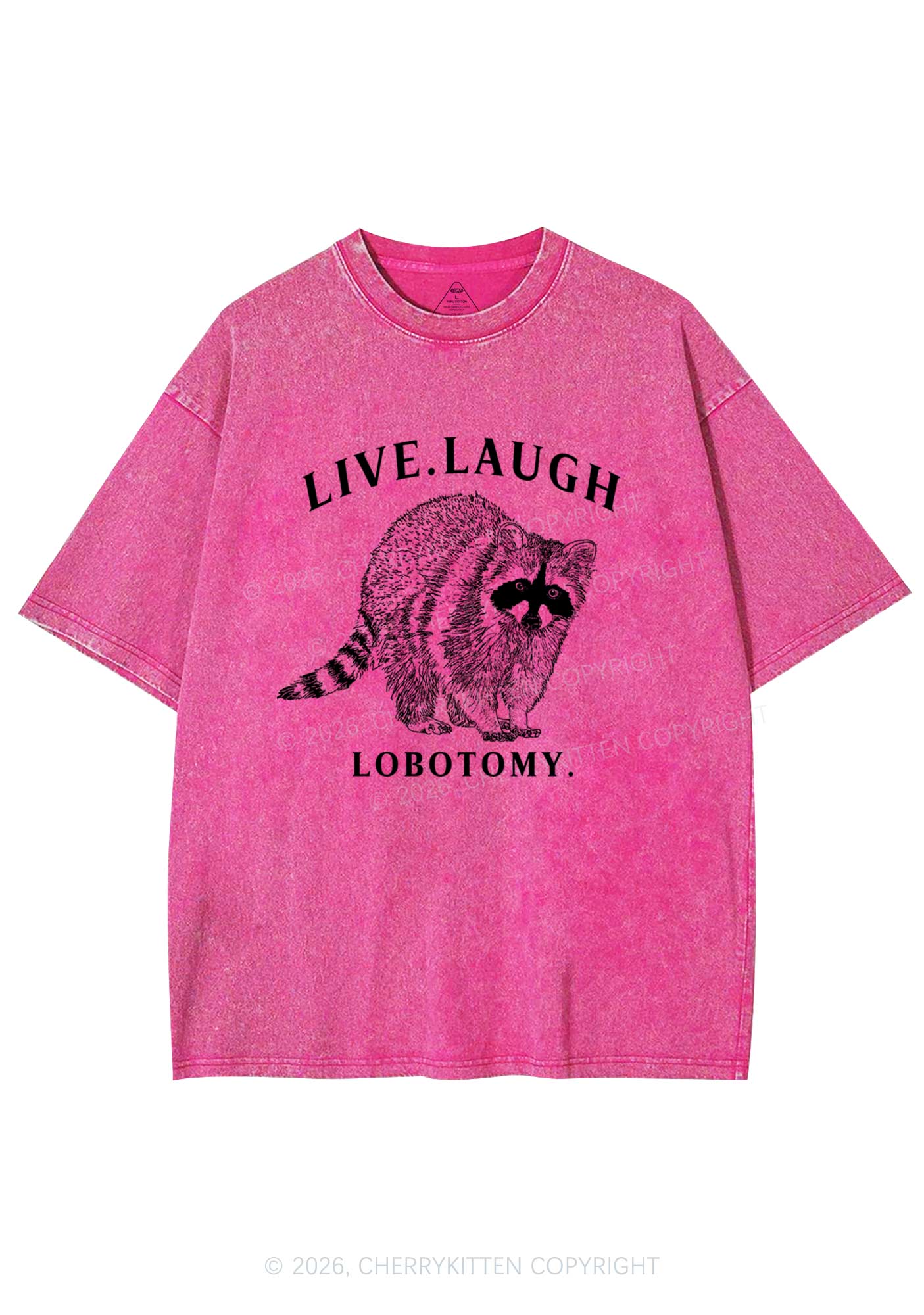 Live Laugh Lobotomy Raccoon Y2K Shirts Washed Tee Cherrykitten - Image 4