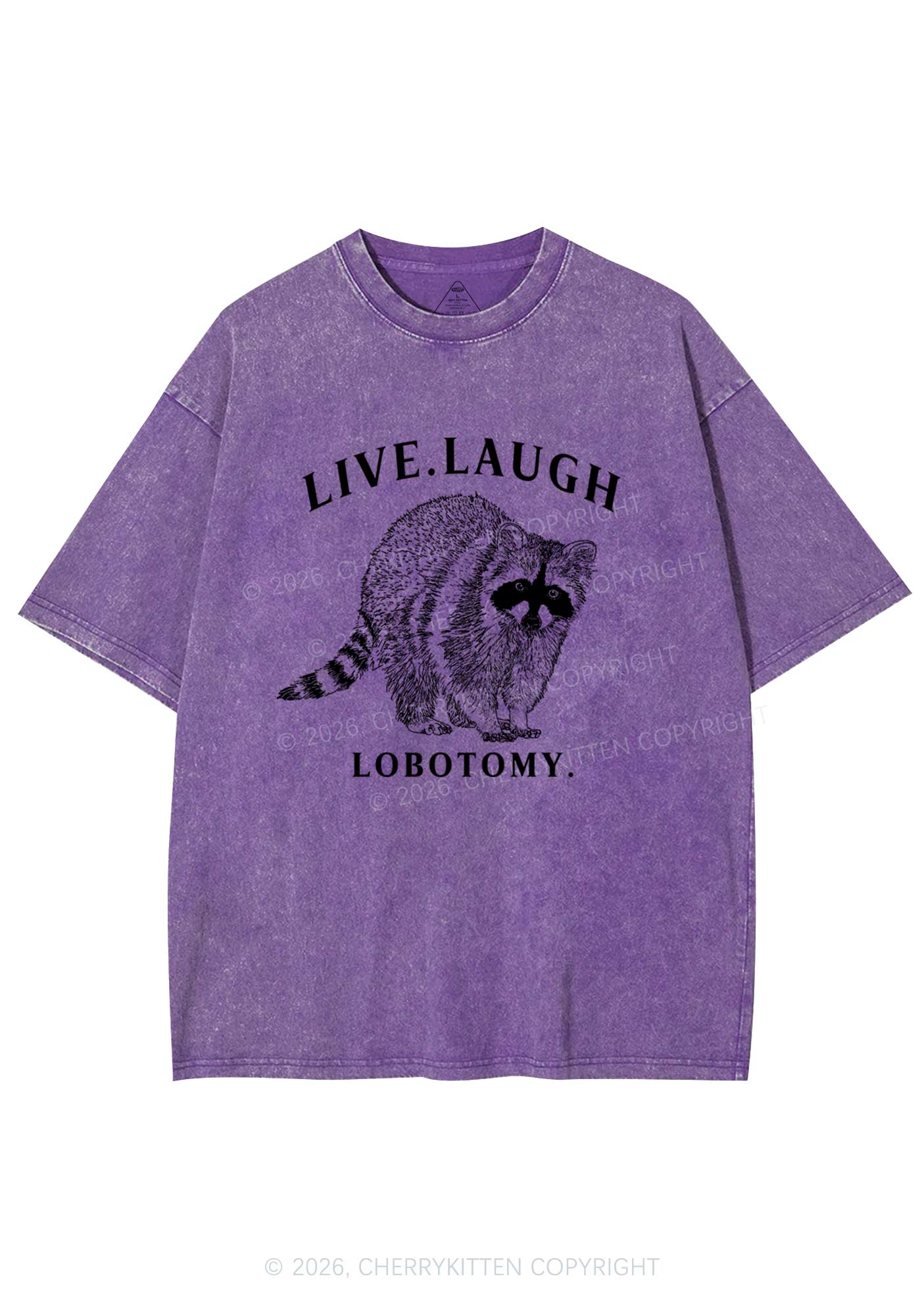 Live Laugh Lobotomy Raccoon Y2K Shirts Washed Tee Cherrykitten - Image 5
