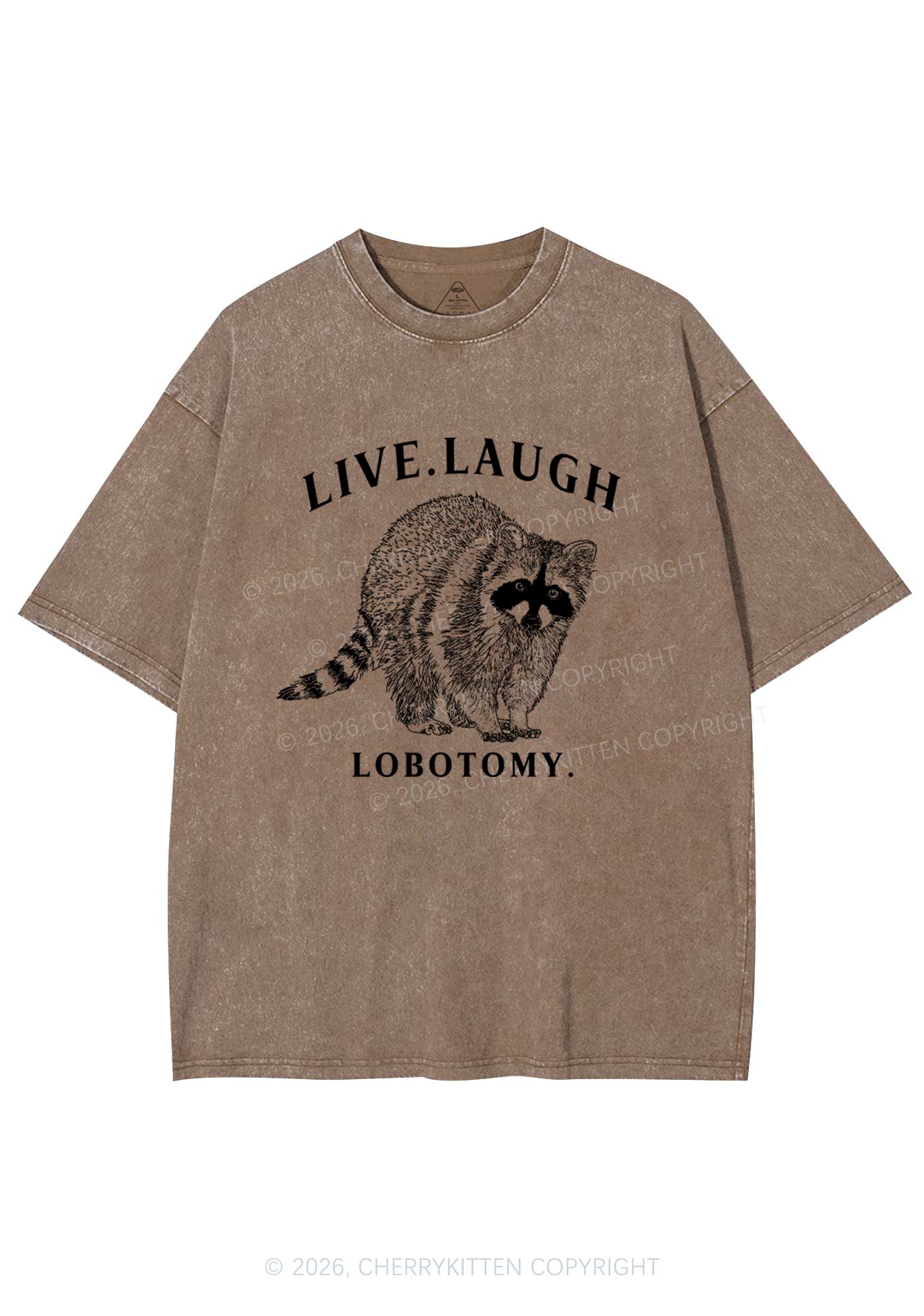 Live Laugh Lobotomy Raccoon Y2K Shirts Washed Tee Cherrykitten - Image 6