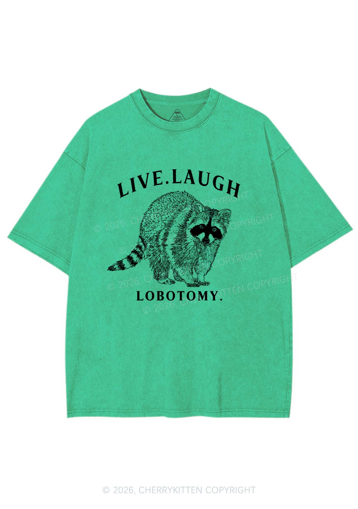 Live Laugh Lobotomy Raccoon Y2K Shirts Washed Tee Cherrykitten - Image 8