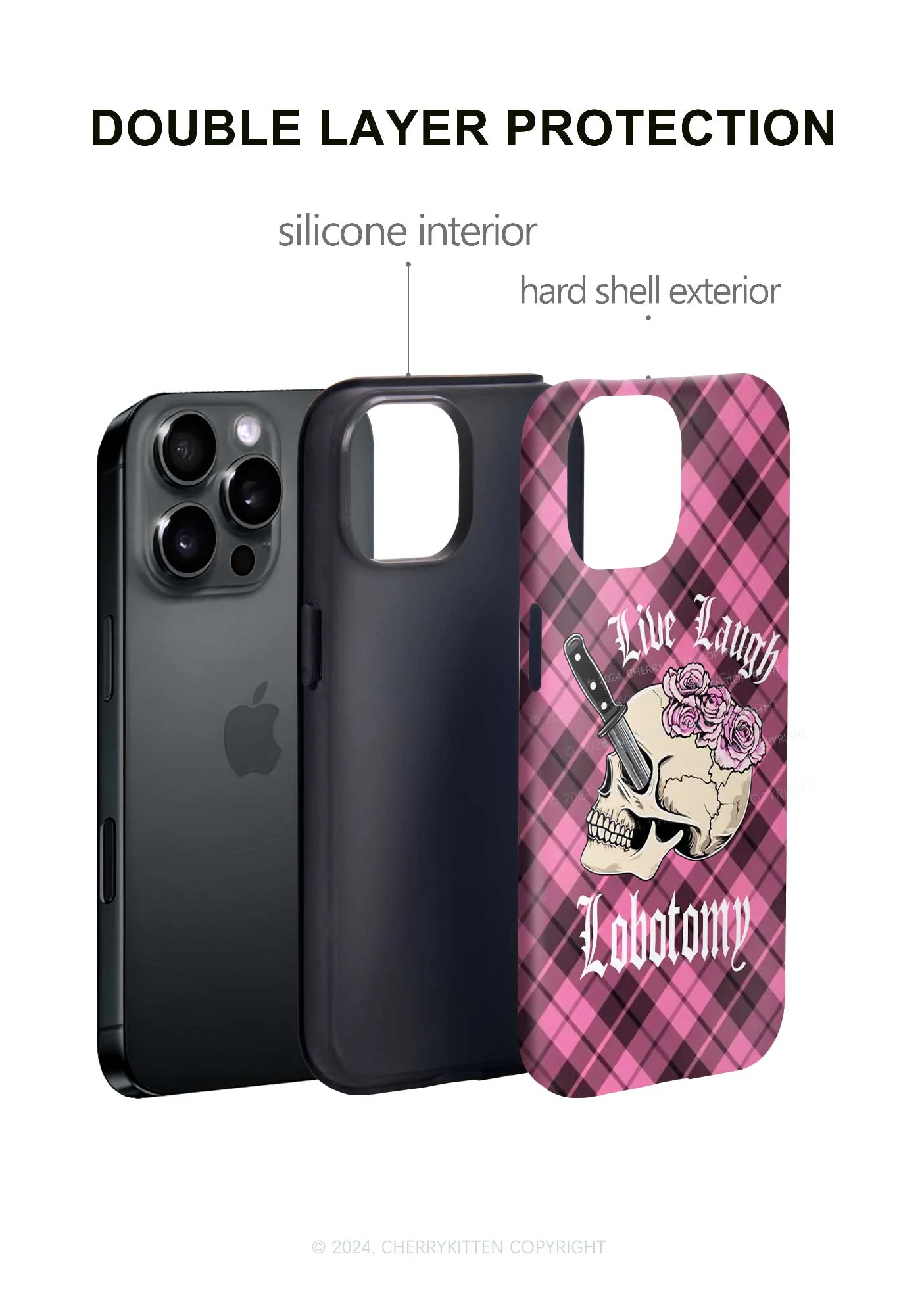 Live Laugh Lobotomy Skull Y2K Phone Case Cherrykitten - Image 4