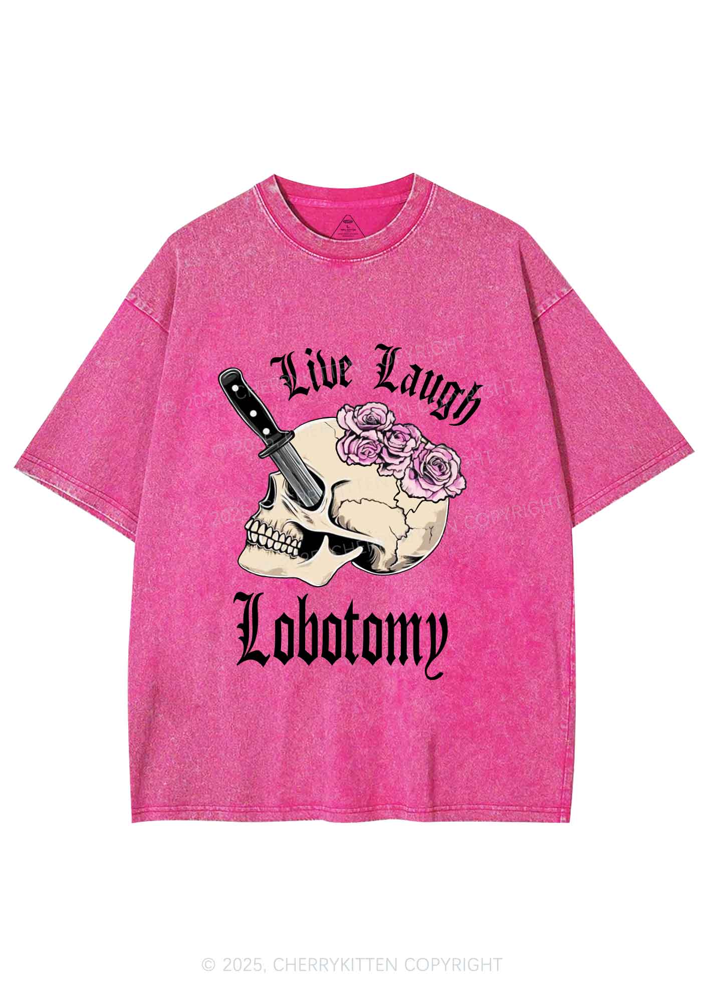 Live Laugh Lobotomy Skull Y2K Shirts Washed Tee Cherrykitten - Image 6
