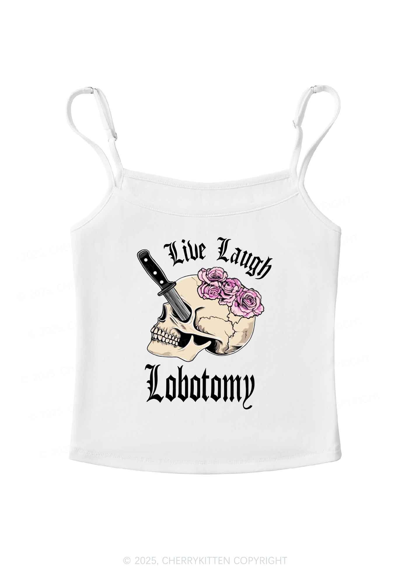Live Laugh Lobotomy Skull Y2K Spaghetti Strap Cami Cherrykitten - Image 3