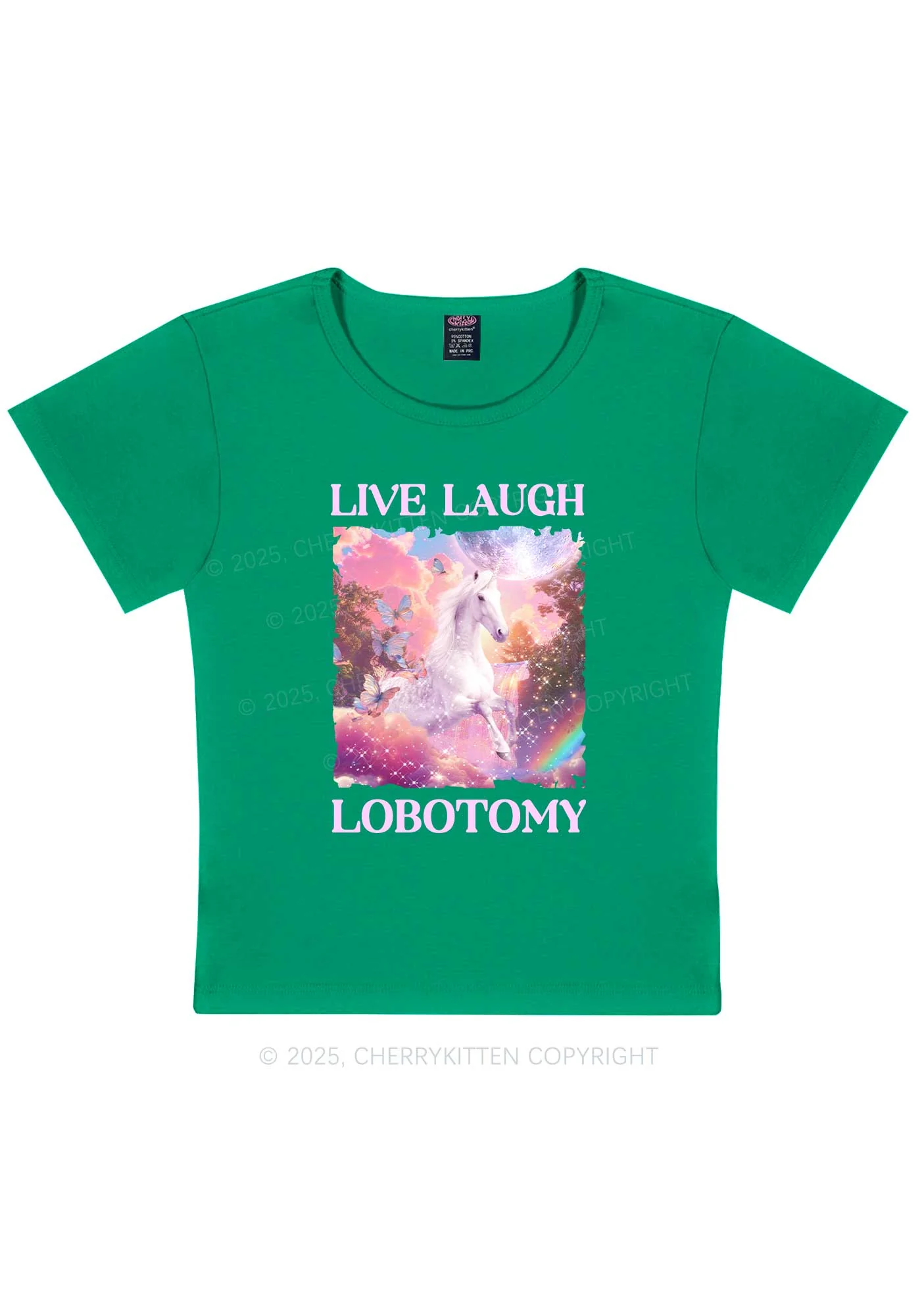 Live Laugh Lobotomy Unicorn Y2K Baby Tee Cherrykitten - Image 11