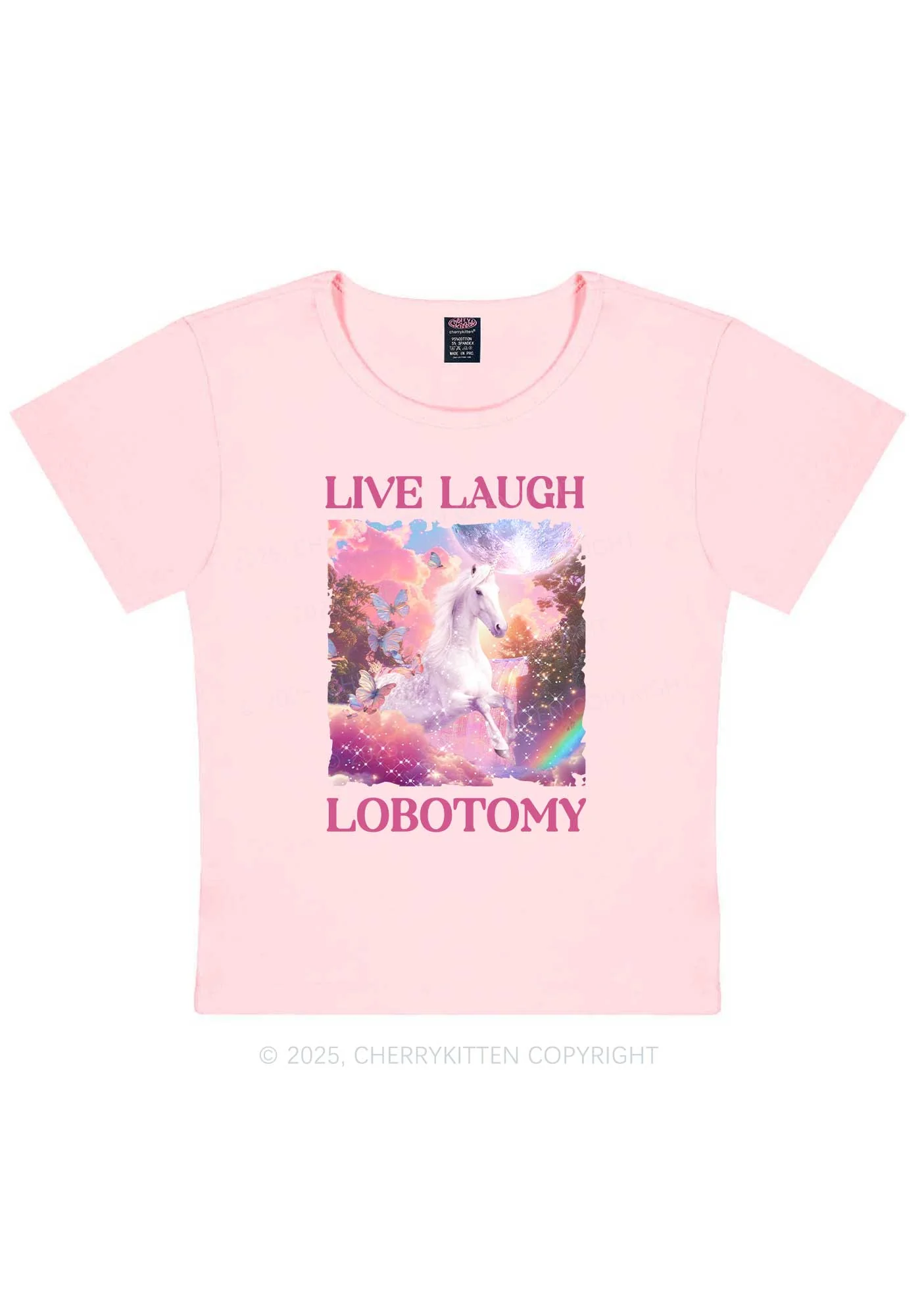 Live Laugh Lobotomy Unicorn Y2K Baby Tee Cherrykitten - Image 12