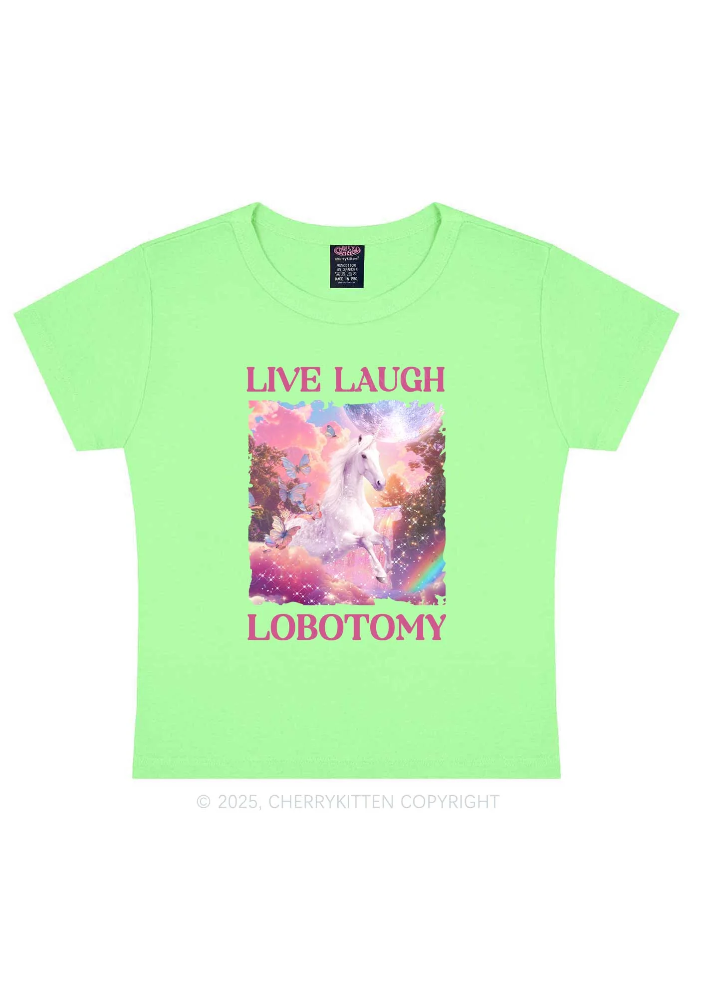 Live Laugh Lobotomy Unicorn Y2K Baby Tee Cherrykitten - Image 13