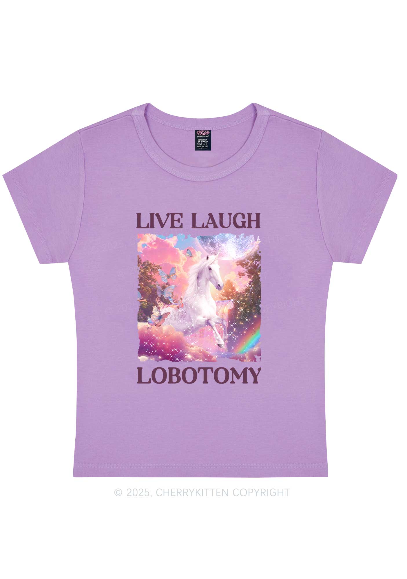 Live Laugh Lobotomy Unicorn Y2K Baby Tee Cherrykitten - Image 5