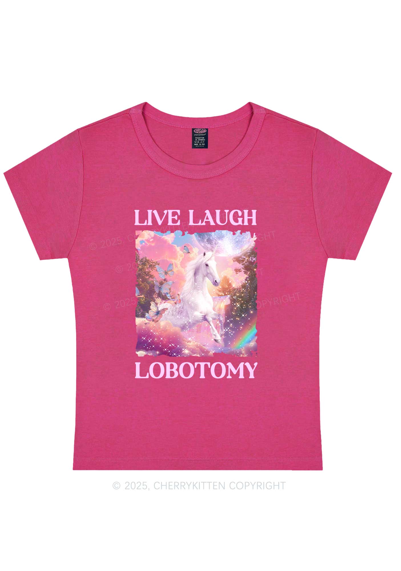 Live Laugh Lobotomy Unicorn Y2K Baby Tee Cherrykitten - Image 6