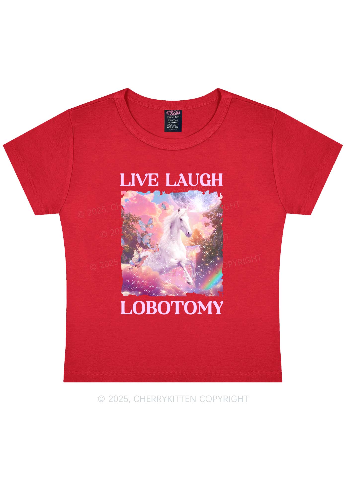 Live Laugh Lobotomy Unicorn Y2K Baby Tee Cherrykitten - Image 7