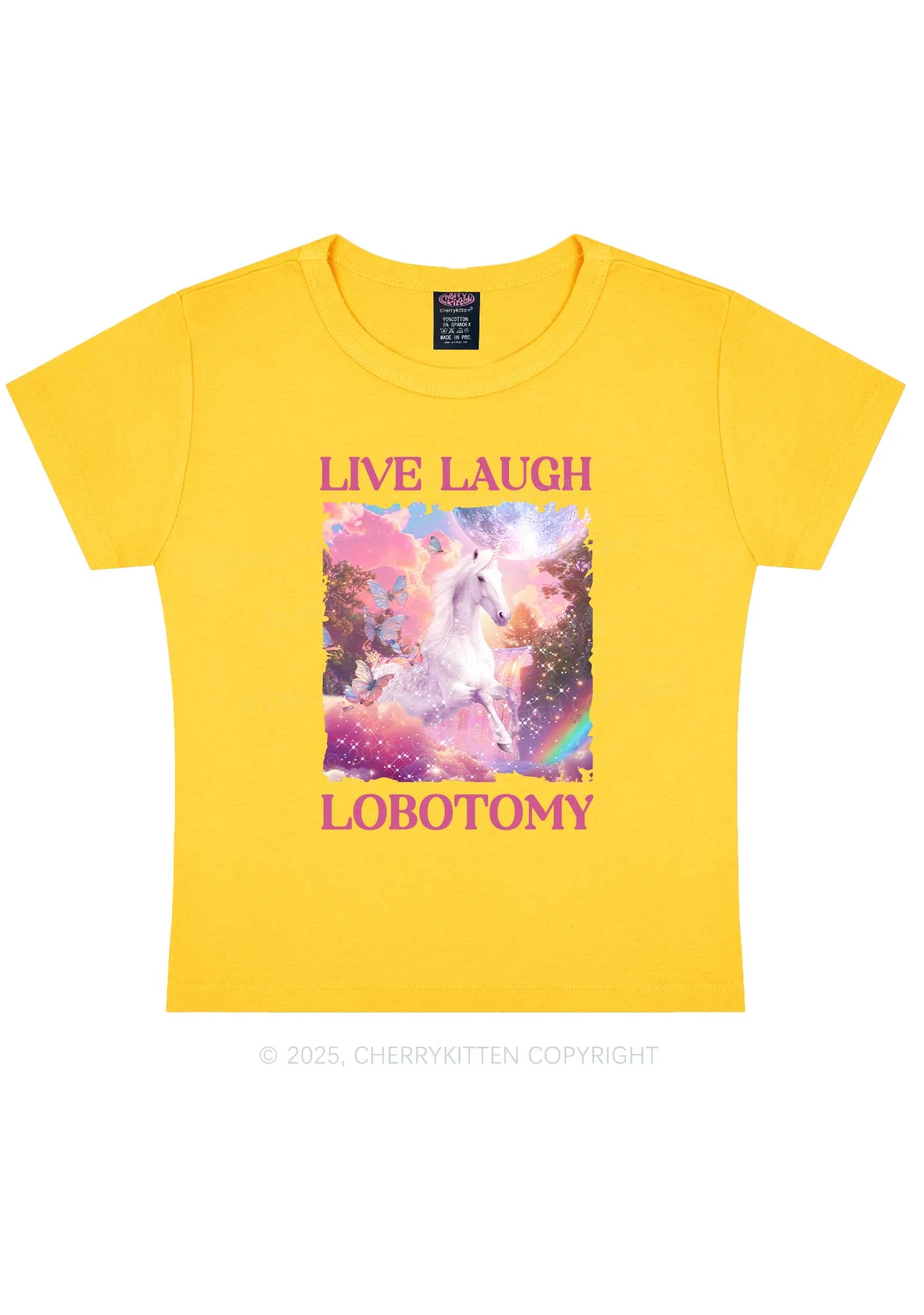 Live Laugh Lobotomy Unicorn Y2K Baby Tee Cherrykitten - Image 8