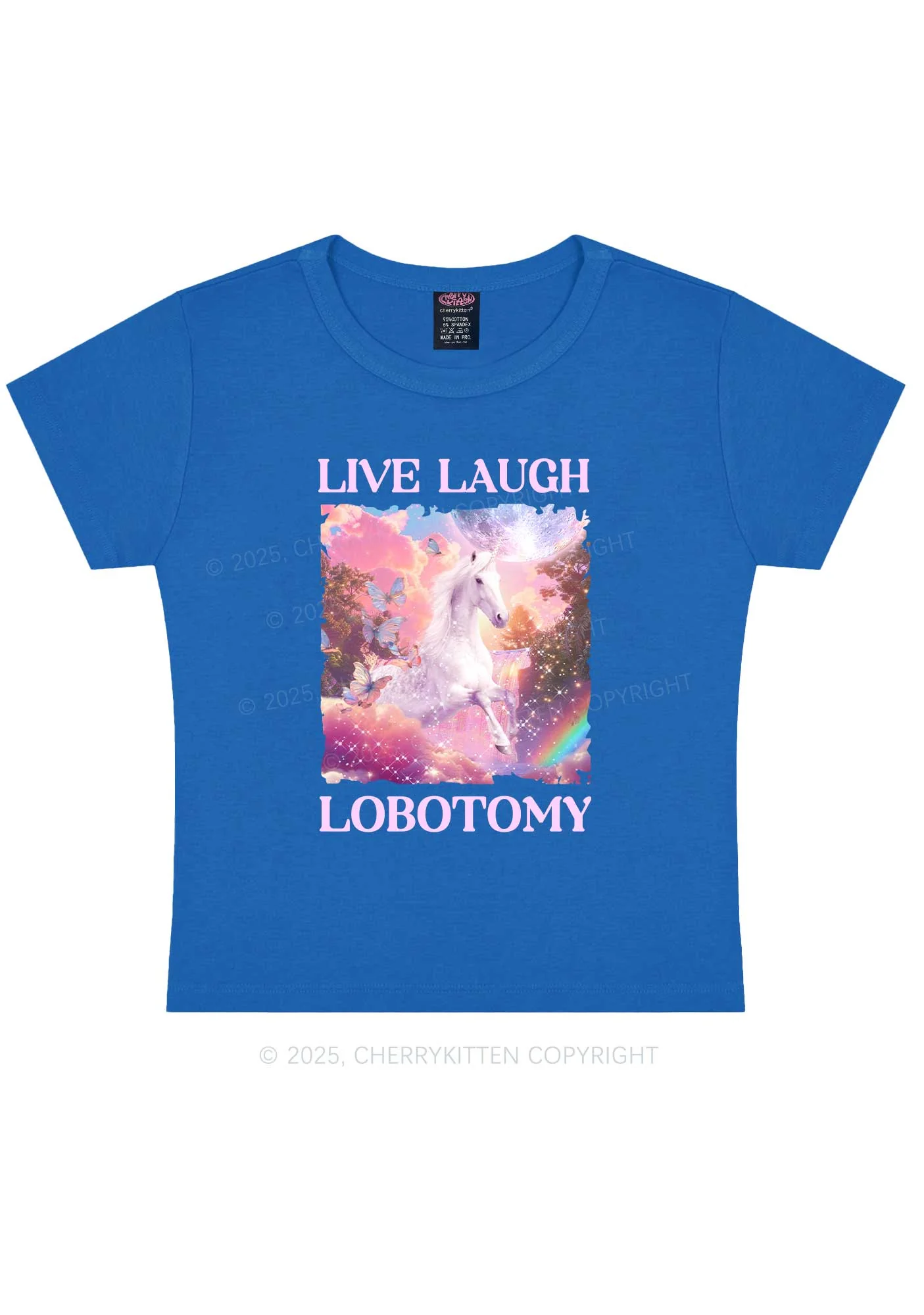 Live Laugh Lobotomy Unicorn Y2K Baby Tee Cherrykitten - Image 9