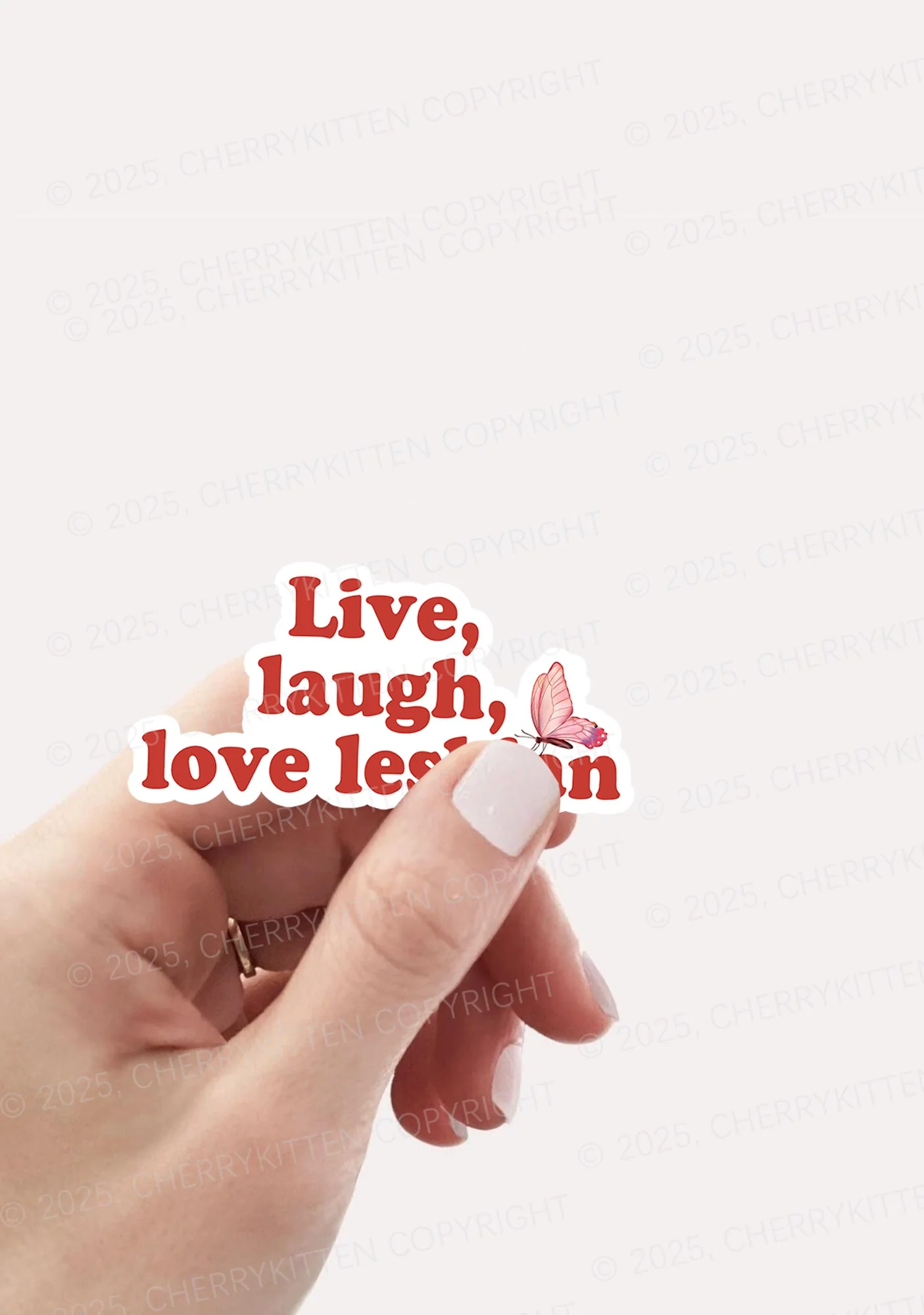 Live Laugh Love Lesbian Pride 1Pc Y2K Sticker Cherrykitten - Image 2