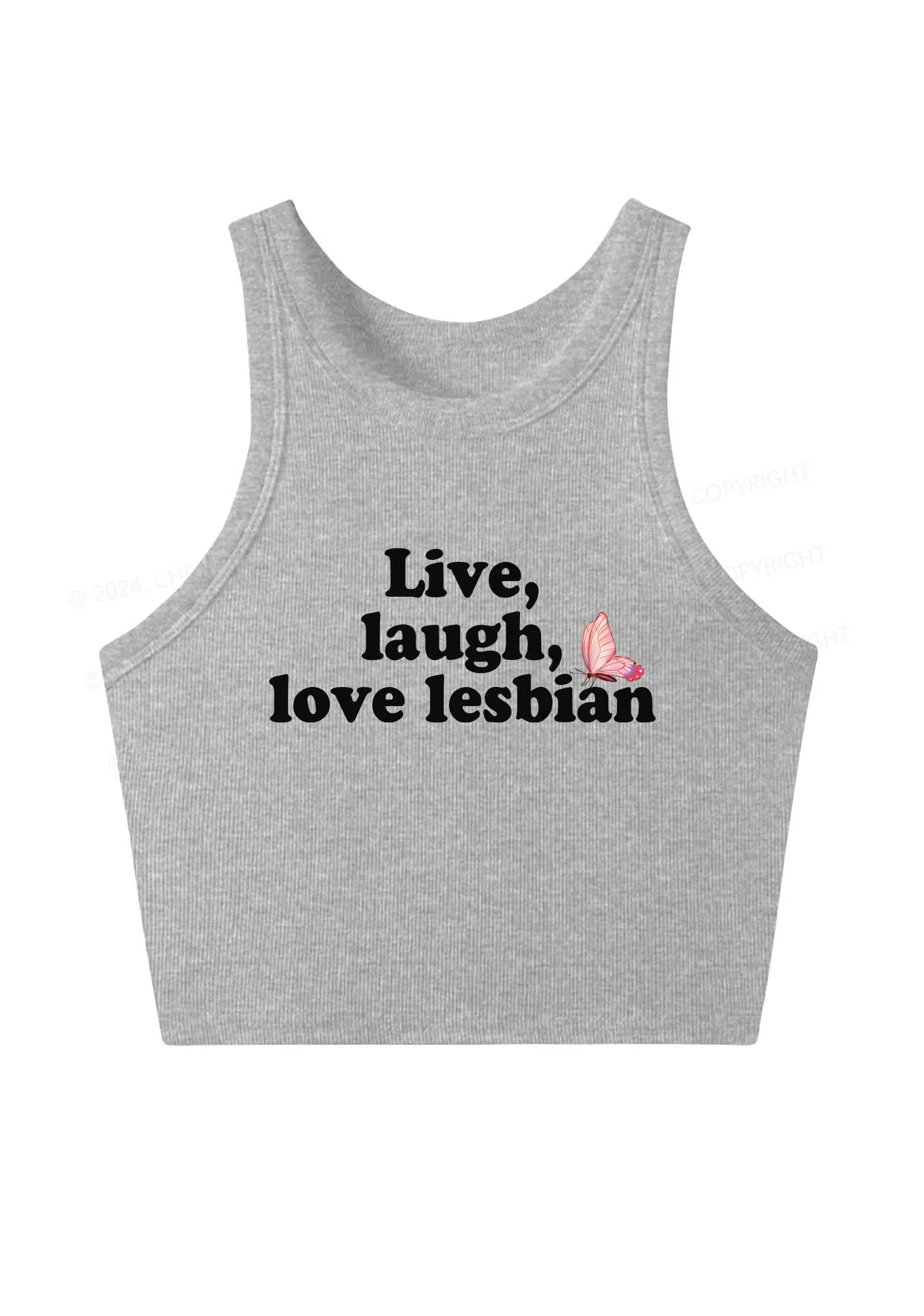 Live Laugh Love Lesbian Y2K Crop Tank Top Cherrykitten - Image 4