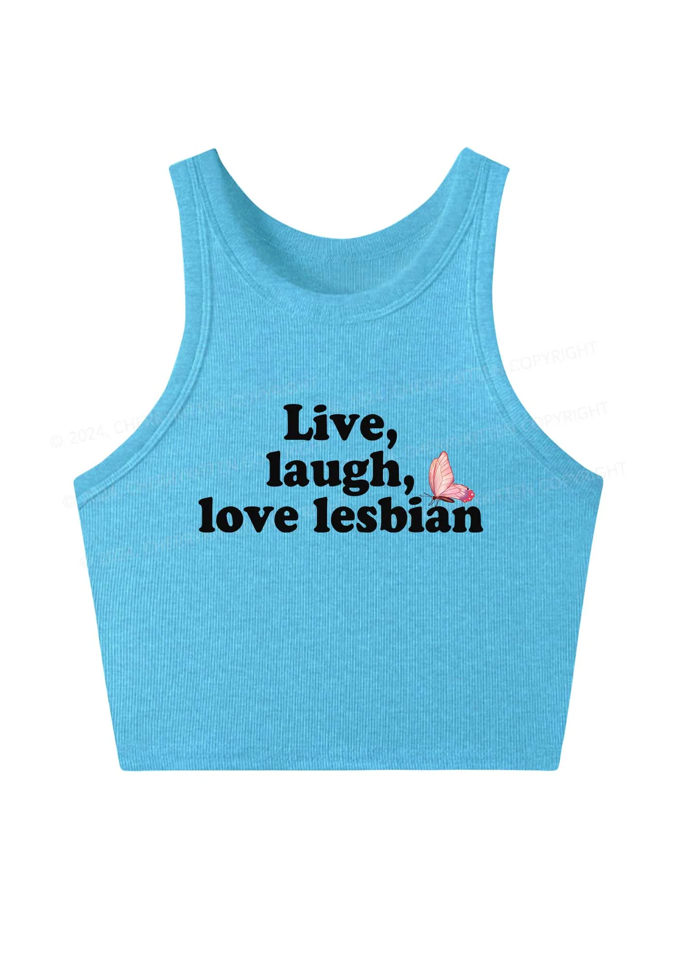 Live Laugh Love Lesbian Y2K Crop Tank Top Cherrykitten - Image 5